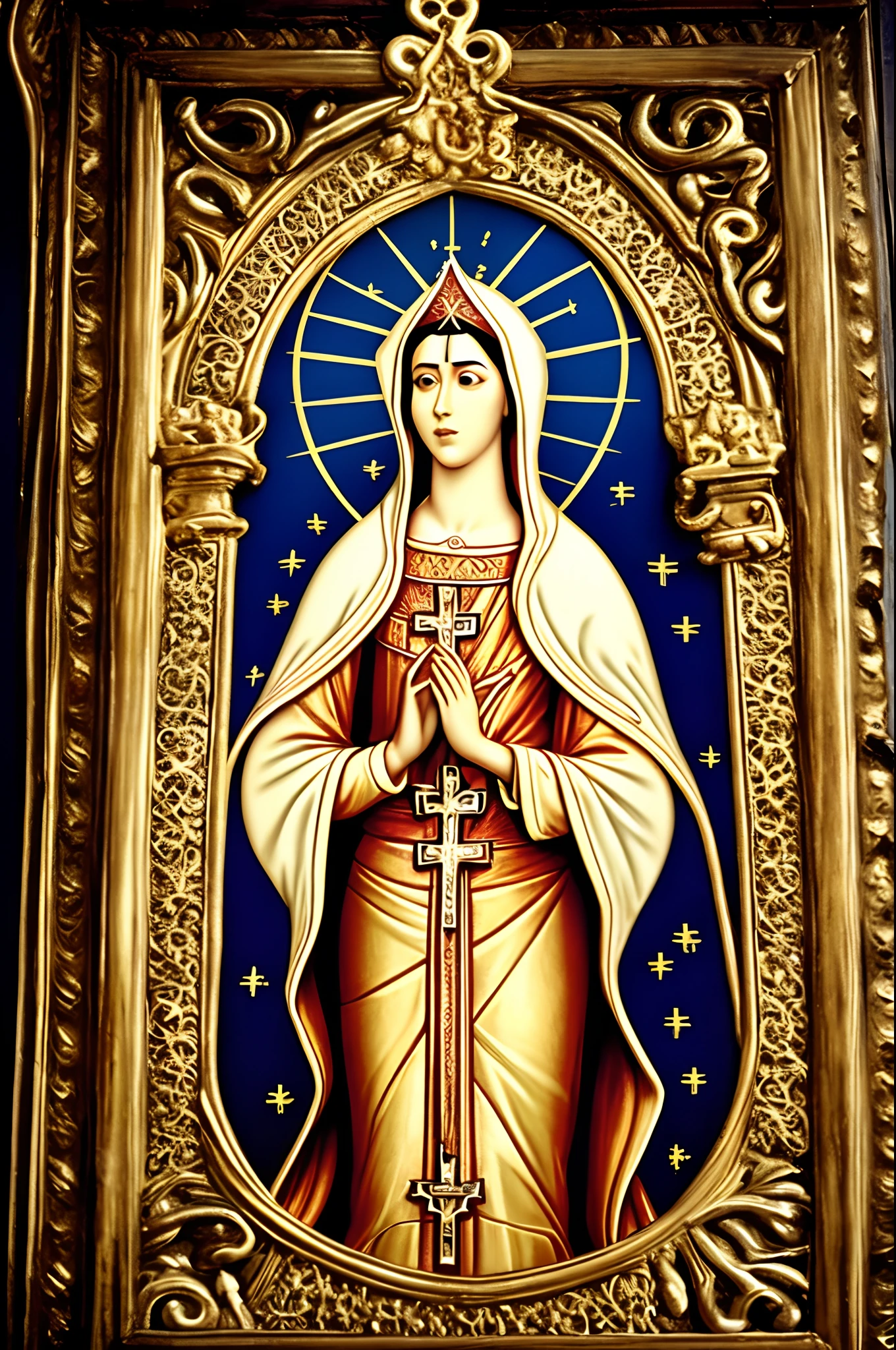 masterpiece,The (saint Virgin Mary:1.3) (naked:1.2), (1girl:1.1),(extremely detailed:1.2), super hd, 8k, (intrincate details:0.8), hyper realistic, professional photo, exceptional,