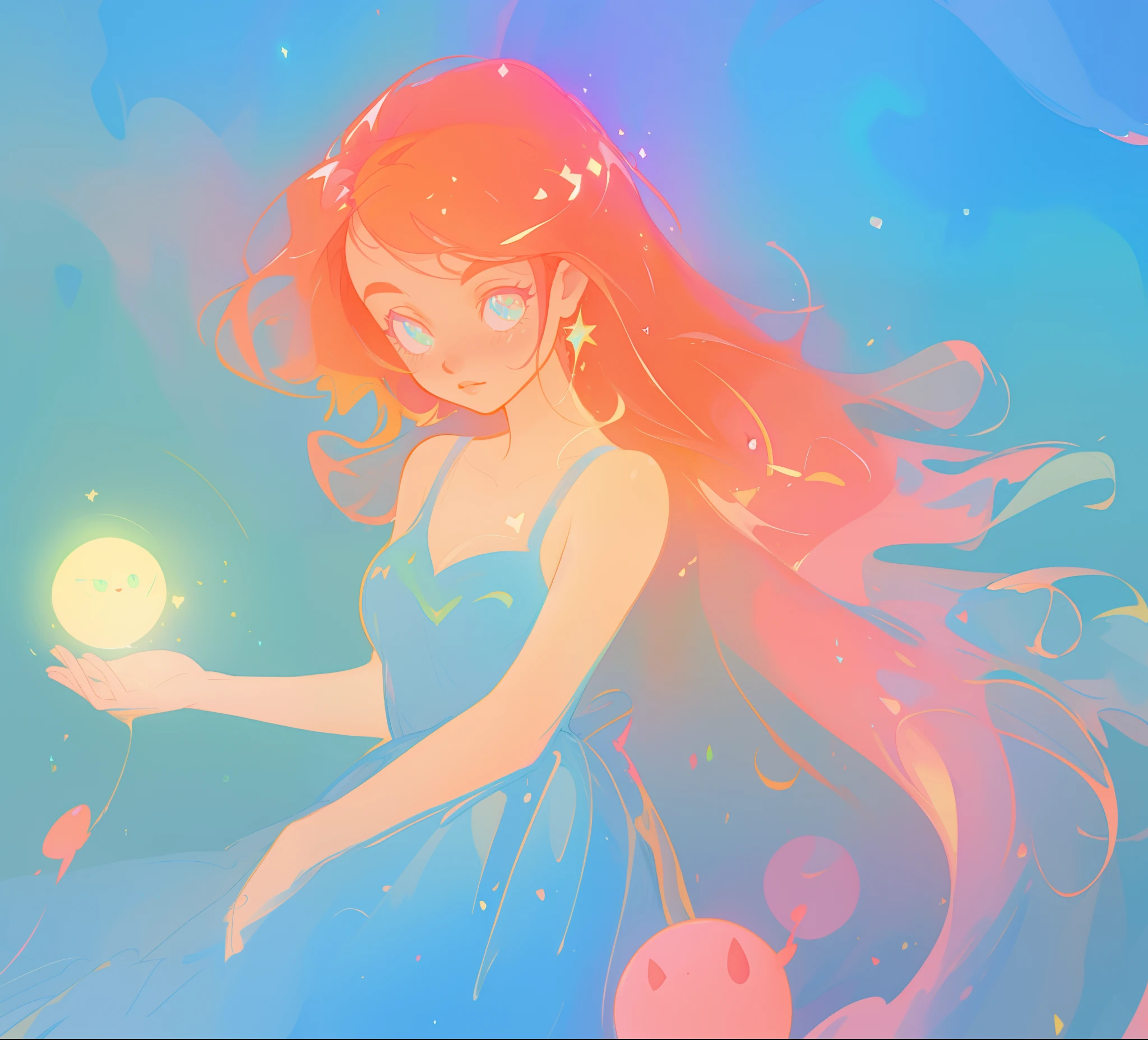 beautiful girl in colorful liquid dress, vibrant pastel colors, (colorful), magical lights, sparkling lines of light, inspired by Glen Keane, inspired by Lois van Baarle, disney art style, by Lois van Baarle, glowing aura around her, by Glen Keane, jen bartel, glowing lights! digital painting, flowing glowing hair, glowing flowing hair, beautiful digital illustration, fantasia background, whimsical, magical, fantasy, beautiful face, ((masterpiece, best quality)), intricate details, highly detailed, sharp focus, 8k resolution, sparkling detailed eyes, liquid watercolor