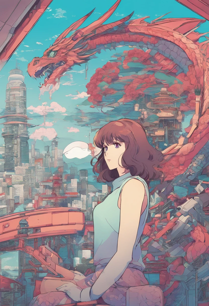 80s anime still, girl fixing a mech, retro fashion, muted retro colors, style of Dragons Heaven --ar 3:2