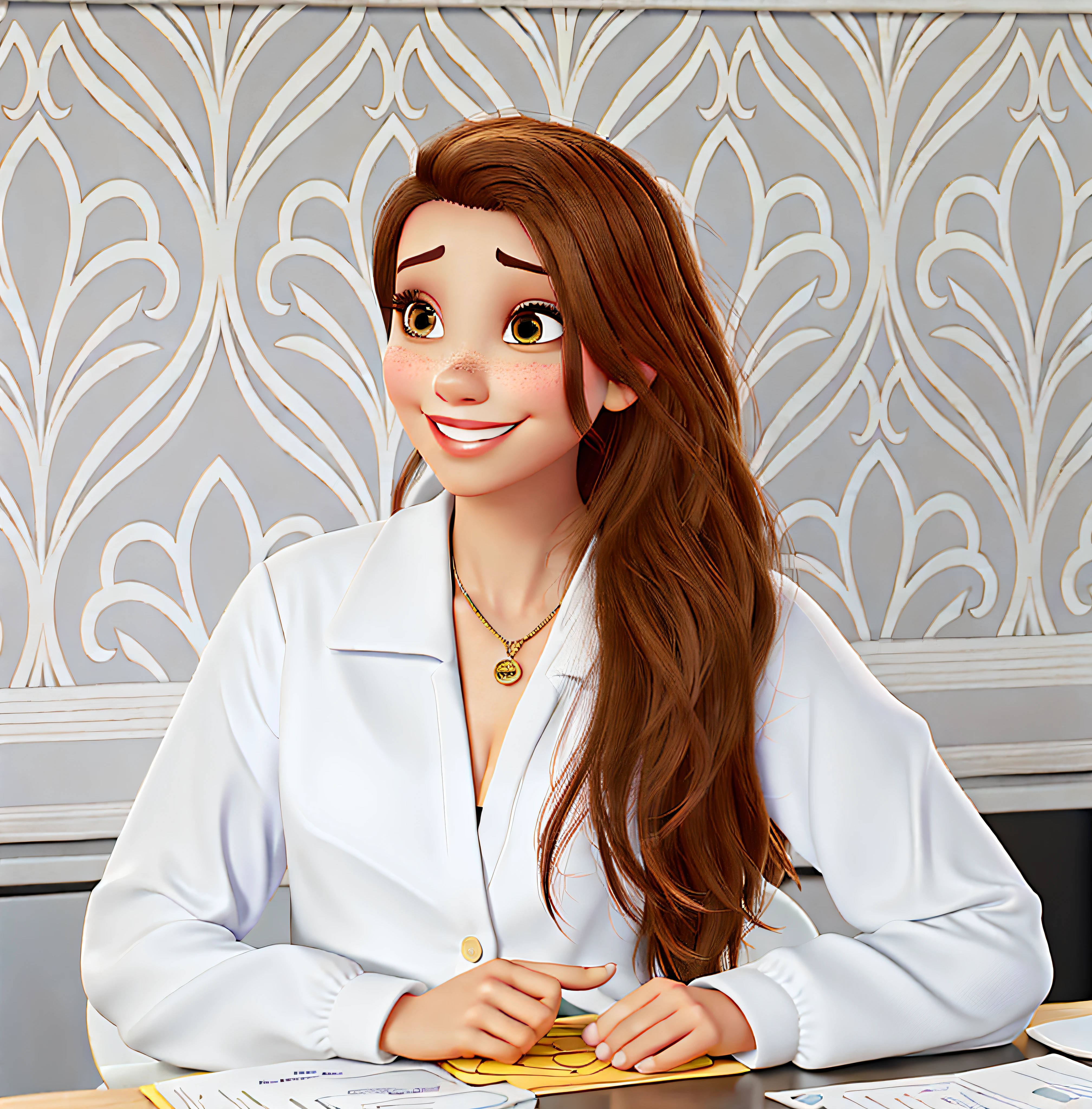 Mulher branca nutricionista estilo disney pixar alta qualidade