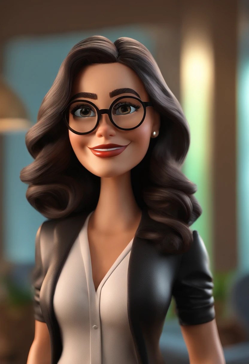 Cartoon character of a woman wearing black glasses ,cabelos castanho escuro grisalho, roupa de chefe de cozinha, personagem animado, Caractere estilizado, animation style rendering, 3D estilizado, Arnold Maya render, 3 d render stylized, toon render keyshot, Personagem 3D, Personagem 3D, 3d rendering stylized, 3 d character render, personagem de desenho animado, Personagem de close up, Pose de personagem, (Estilo Pixar) (master part:1.2) (Bokeh) (best quality) (pele detalhada) (textura detalhada) (8k) (argila) (Cinematic lighting) (foco nítido,Senta e vaza a parte superior do corpo