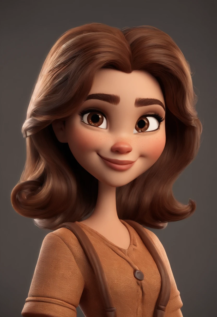 Personagem de desenho animado de uma mulher usando ,cabelos castanho clara com as pontas dourados encaracolado,um personagem animado, Caractere estilizado, animation style rendering, 3D estilizado, Arnold Maya render, 3 d render stylized, toon render keyshot, Personagem 3D, Personagem 3D, 3d rendering stylized, 3 d character render, personagem de desenho animado, Personagem de close up, Pose de personagem, (Estilo Pixar) (master part:1.2) (Bokeh) (best quality) (pele detalhada) (textura detalhada) (8k) (argila) (Cinematic lighting) (foco nítido,Senta e vaza a parte superior do corpo