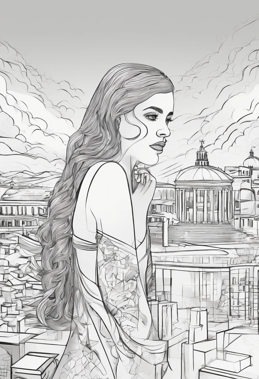 a poor girl 15 years old. behind her rome is burning. with her eyes you can see the flames., red hair, messy hair, wavy hair, dilated pupils, wide-eyed, earrings, shy, scared, sad, depressed, worried, high detail, motion blur, blurry, reflection light, pov, 4K