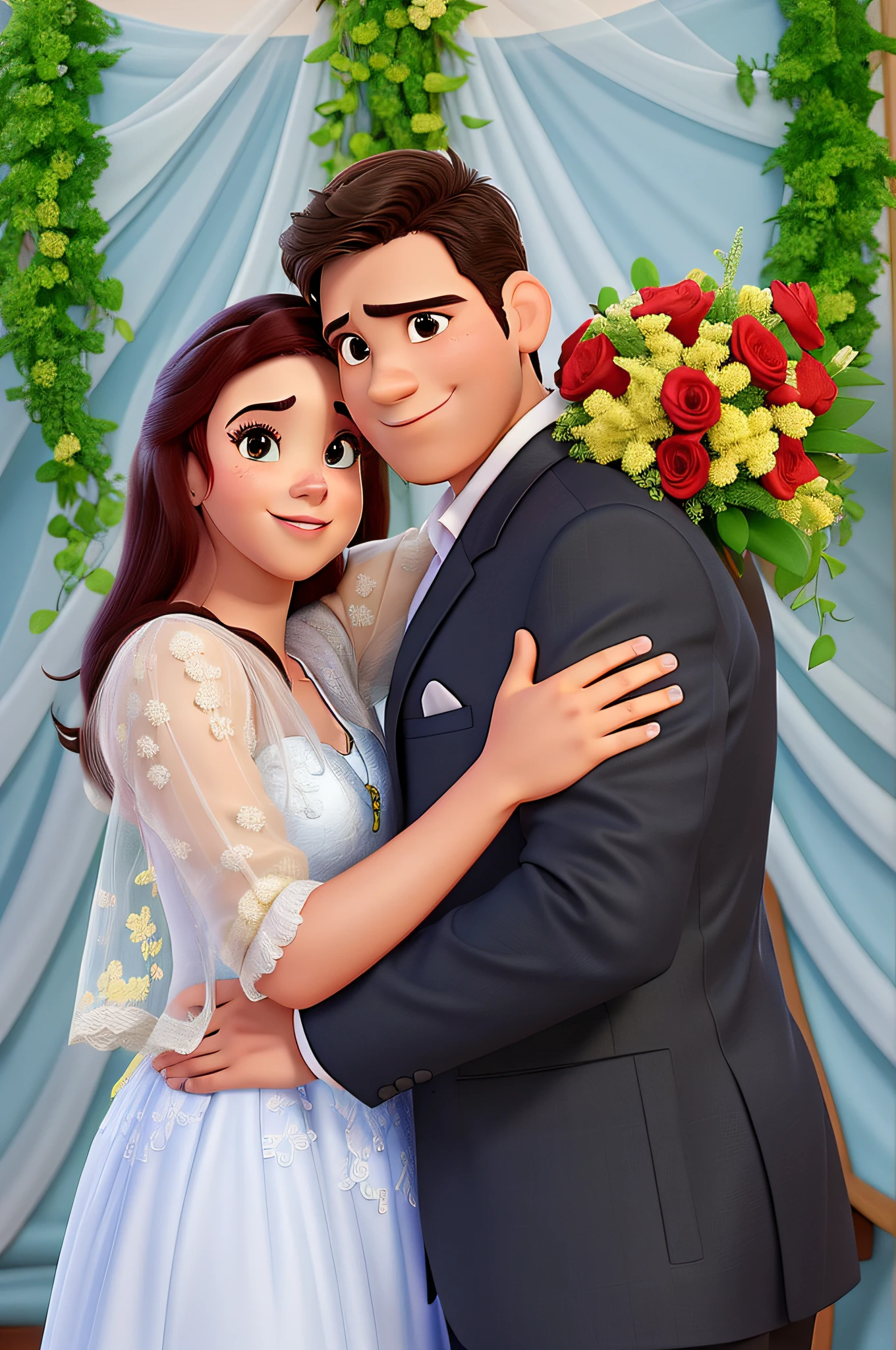 Um casal no estilo disney pixar, alta qualidade, melhor qualidade