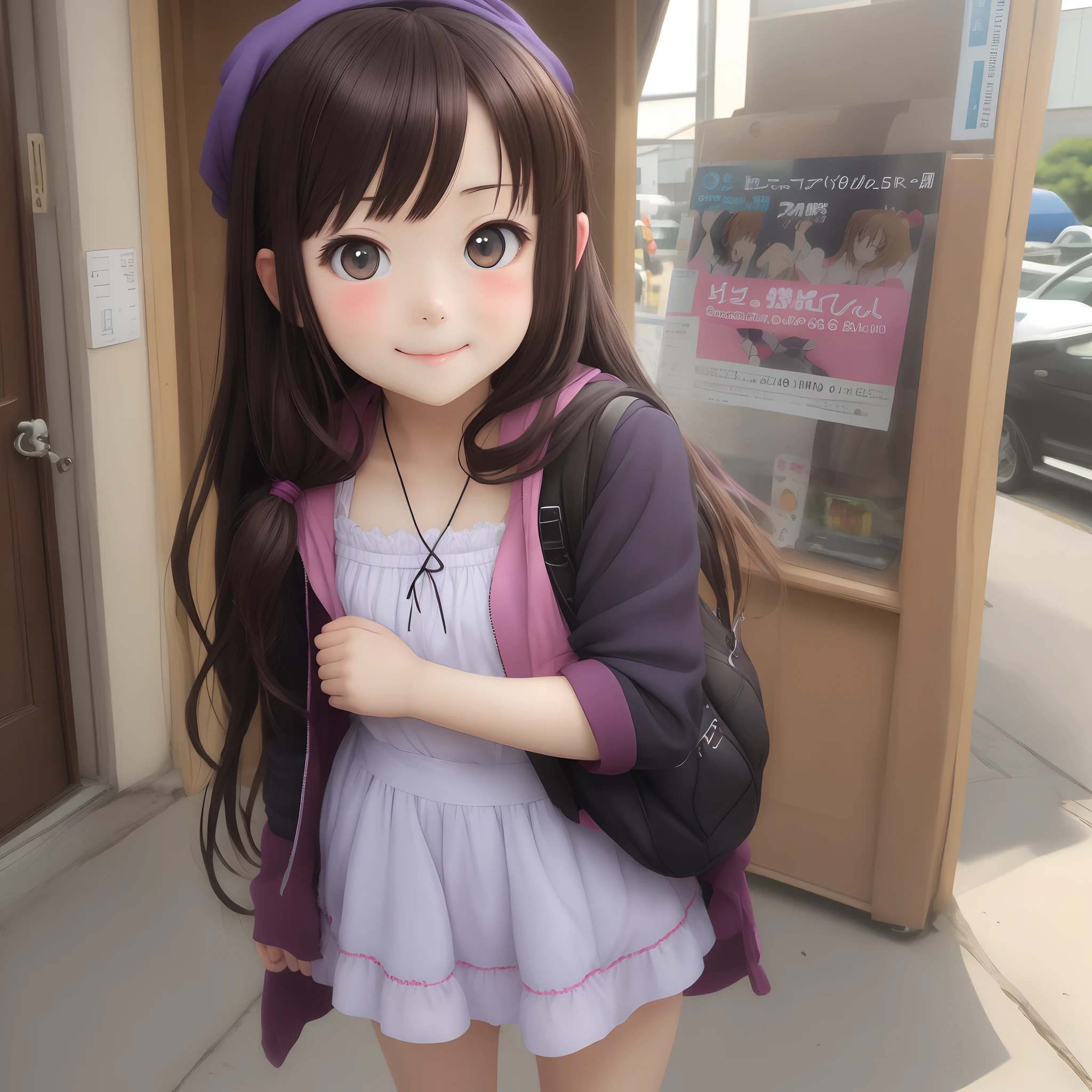 Cute anime girl getting
