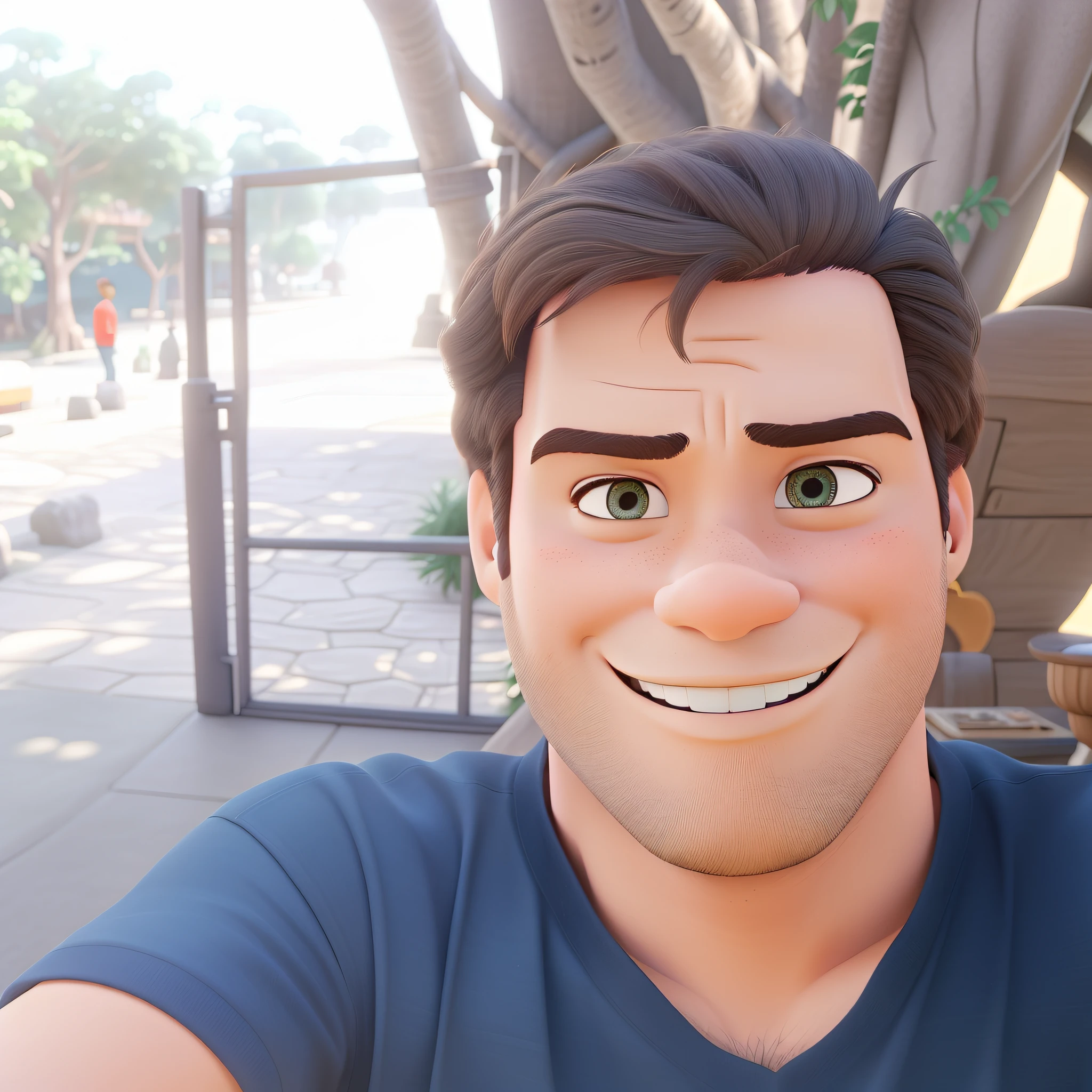 Um homem jovem Estilo Disney pixar, alta qualidade, melhor qualidade, com assessorios de turista