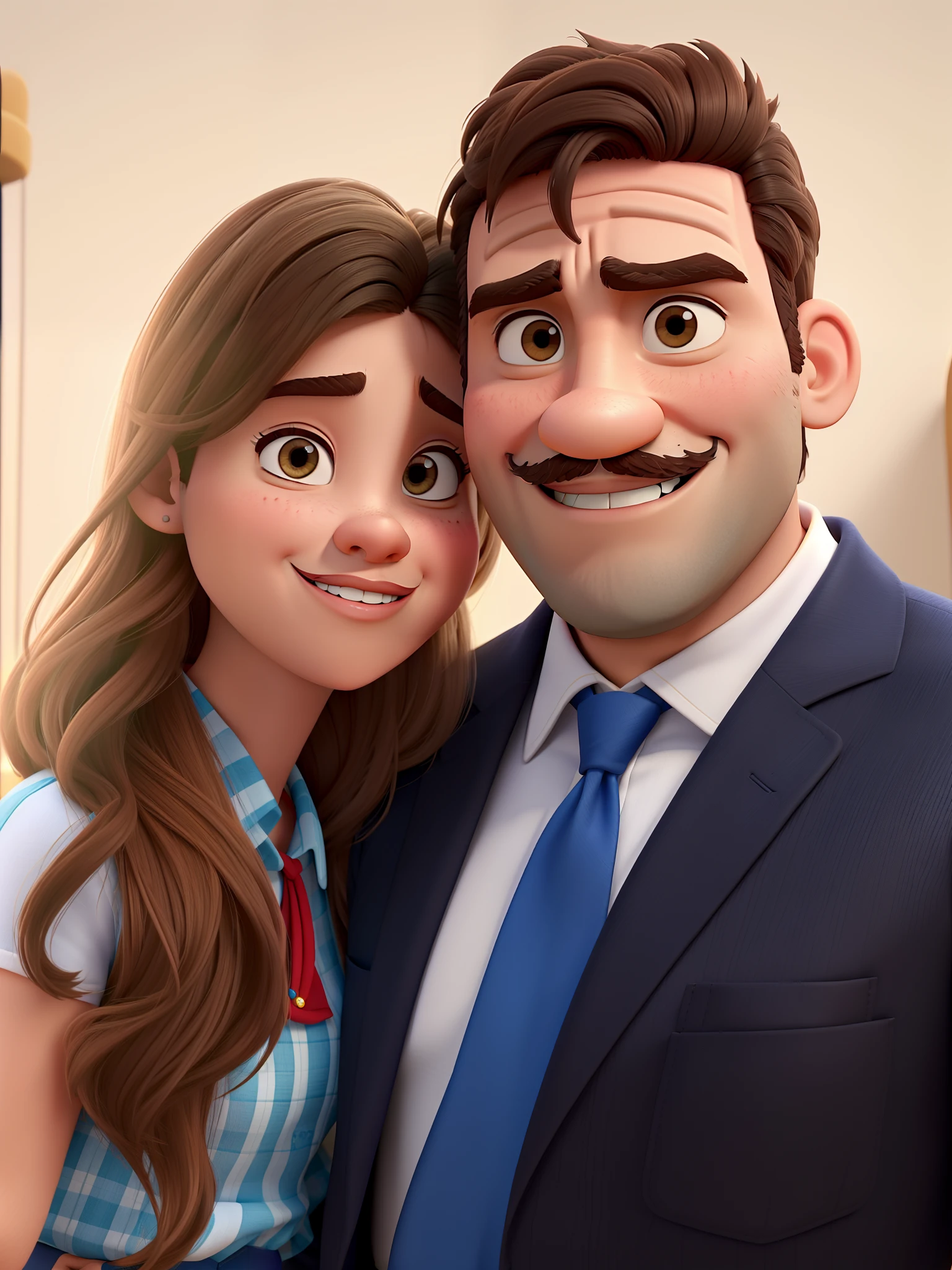 casal homem com bigode e mulher no estilo Disney Pixar, alta qualidade, melhor qualidade