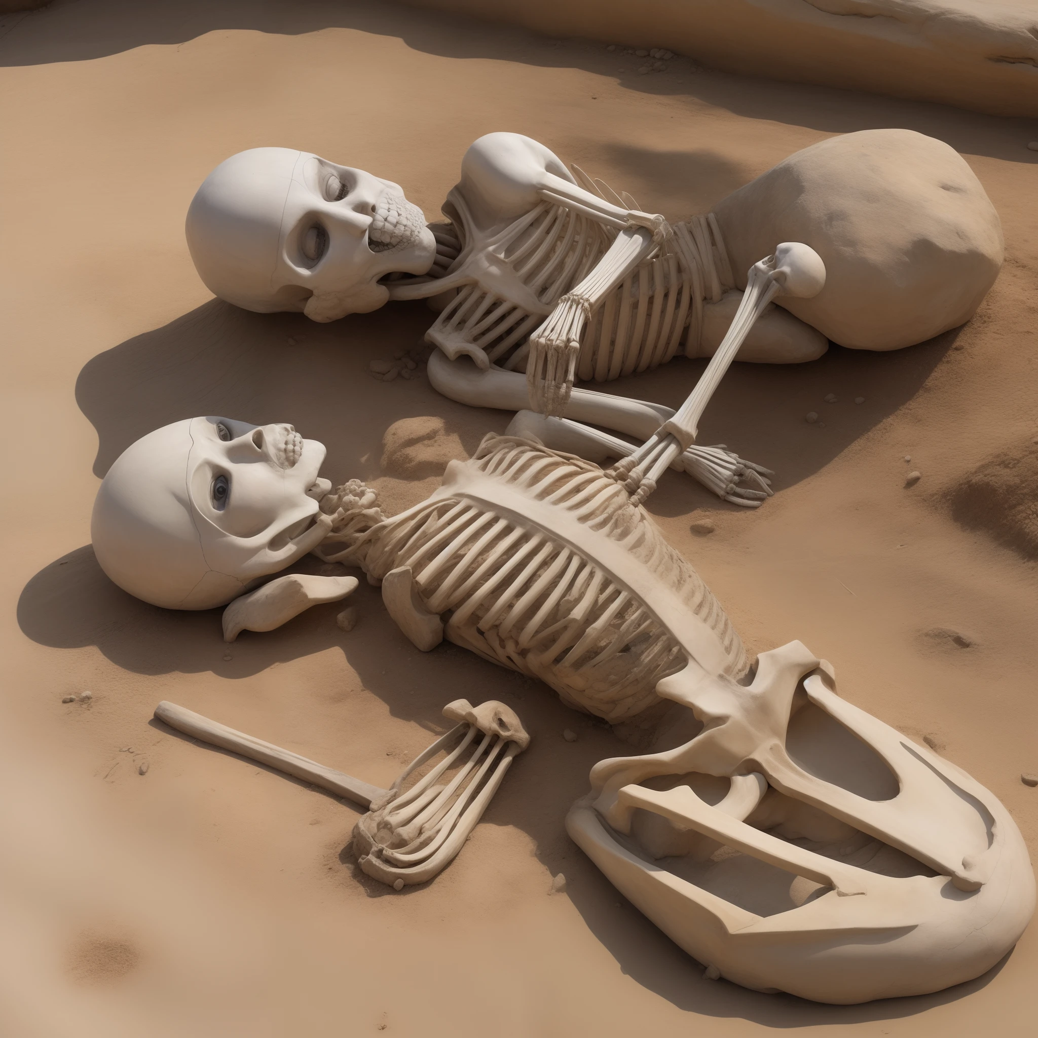 realistic image of very old stone of neolithic period in eastern mediterranean region with skeleton of woman and
