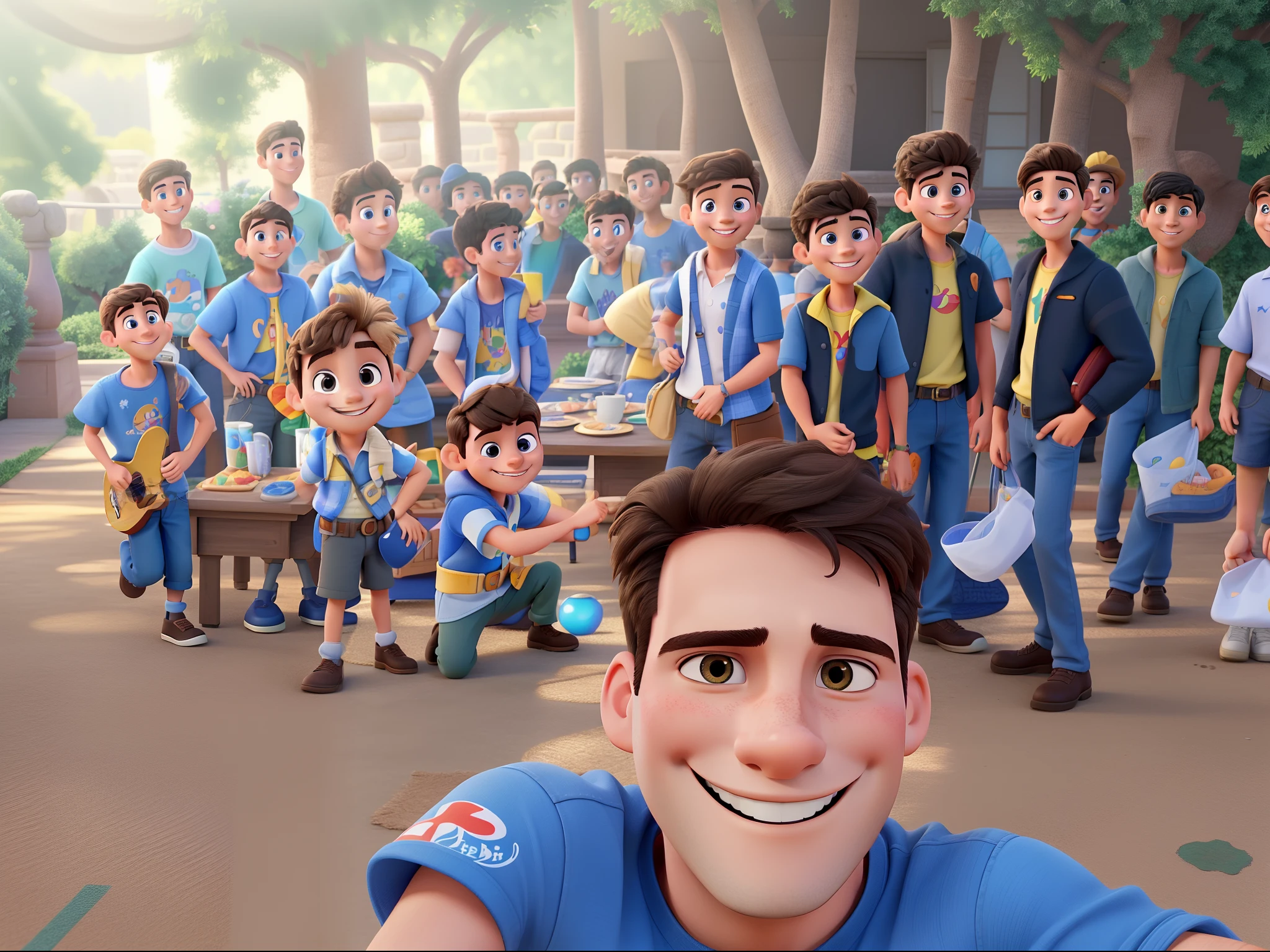 A young man smiling in Disney Pixar style, alta qualidade, melhor qualidade