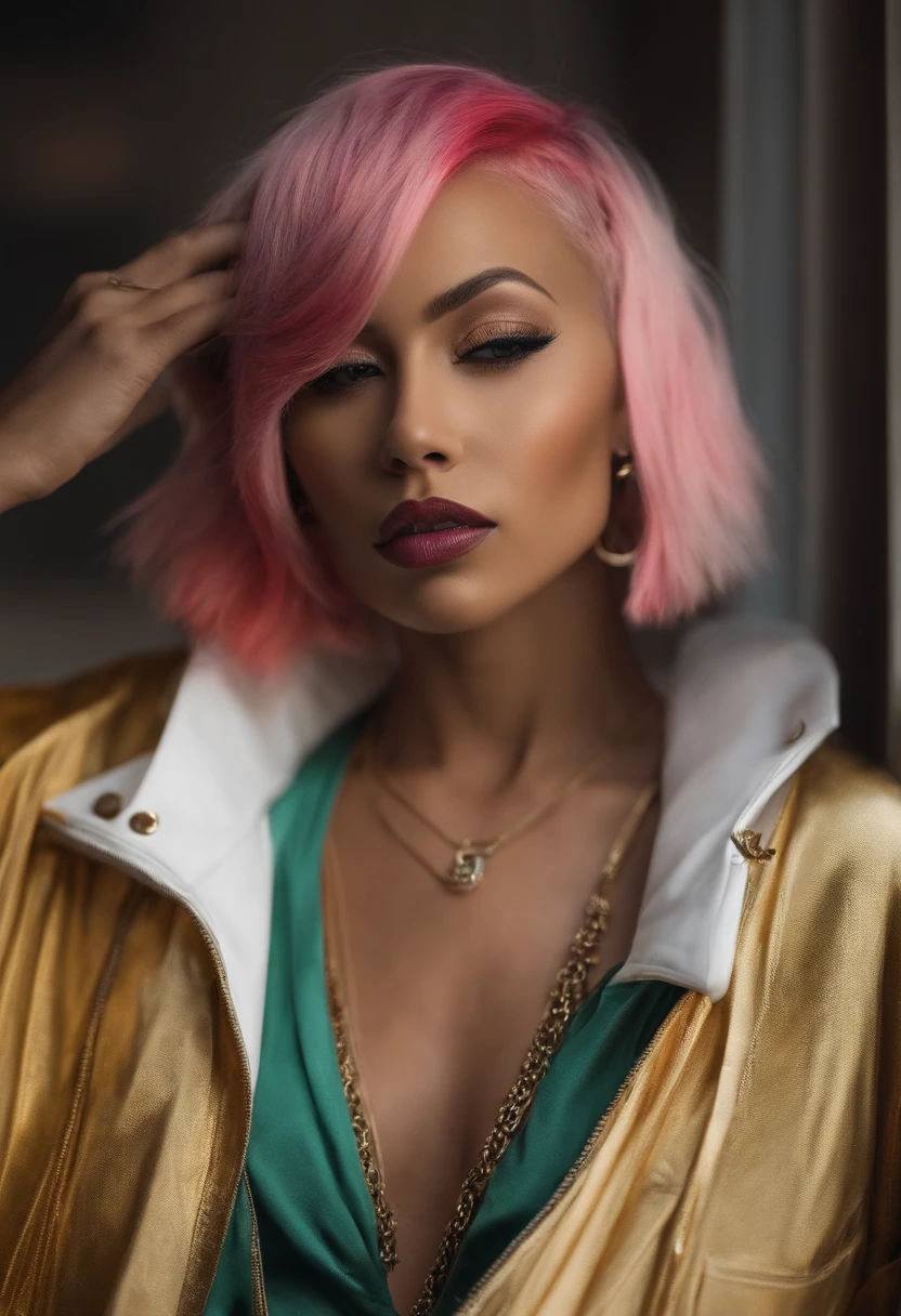 Dancarina de hip hop,medium short straight hair