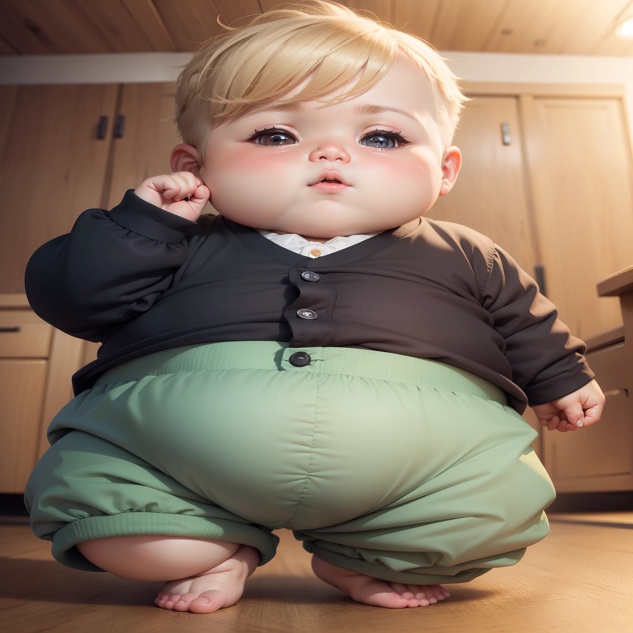 Fat ..,kawaii,masculine, And a lovely gesture.., Detailed faces without errors.