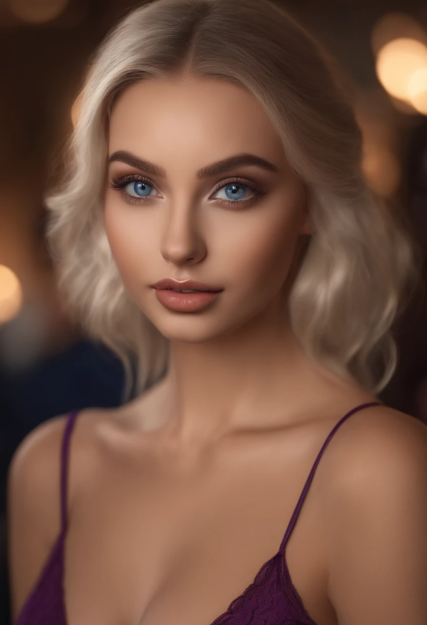 arafed woman fully , sexy girl with blue eyes, ultra realistic, meticulously detailed, portrait sophie mudd, blonde hair and large eyes, selfie of a young woman, eyes, violet myers, with makeup, natural makeup, looking sexy, face with artgram, subtle makeup, stunning full body shot, short dress at a night club, large size bust; ; ;naked, less editing on image, more natural