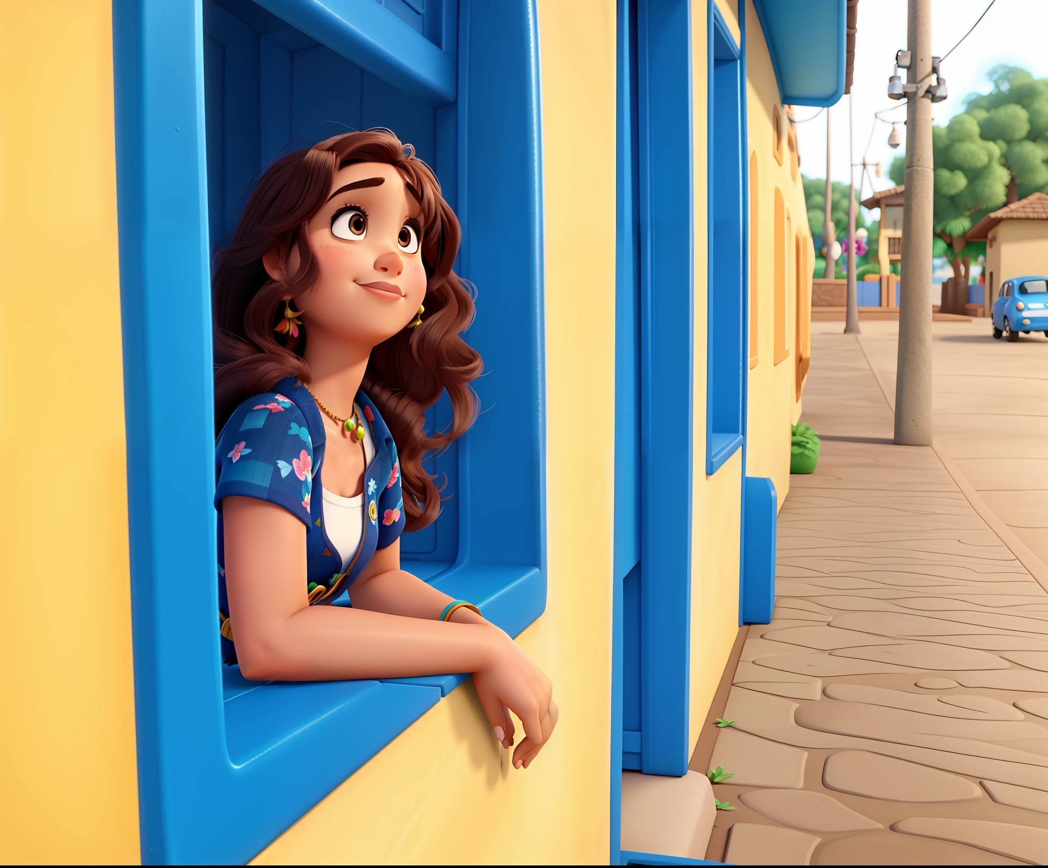 Uma mulher morena estilo Disney Pixar, alta qualidade, melhor qualidade.