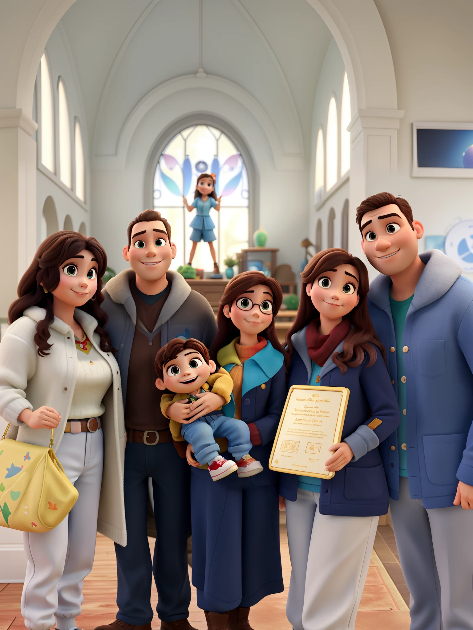 Family photo in best resolution, alta qualidade com todos os detalhes em arte 3d Disney Pixar