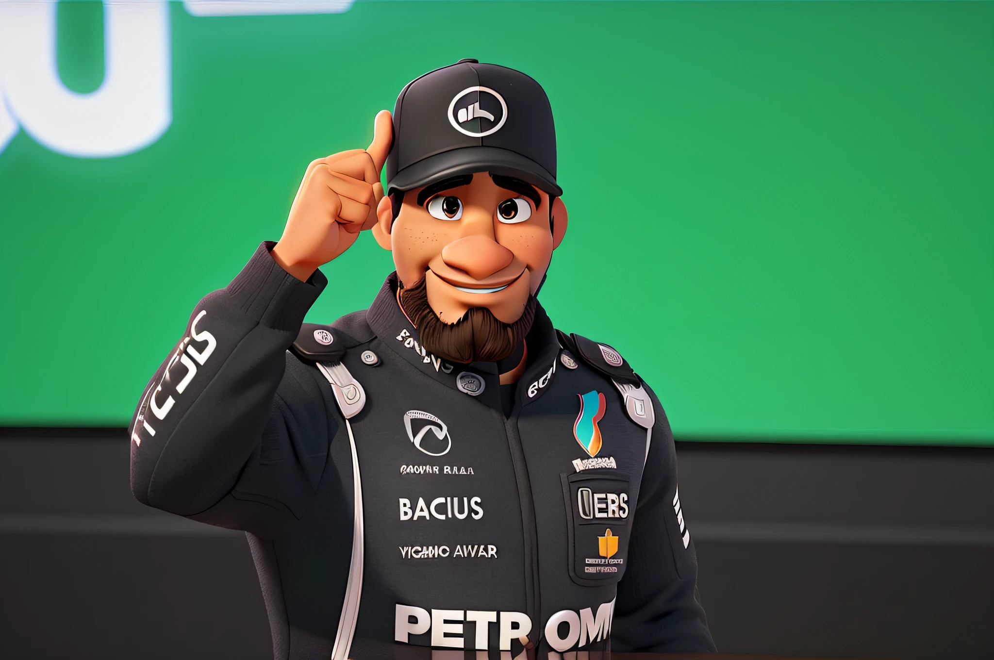 Um homem negro com barba estilo disney pixar, alta qualidade, melhor qualidade