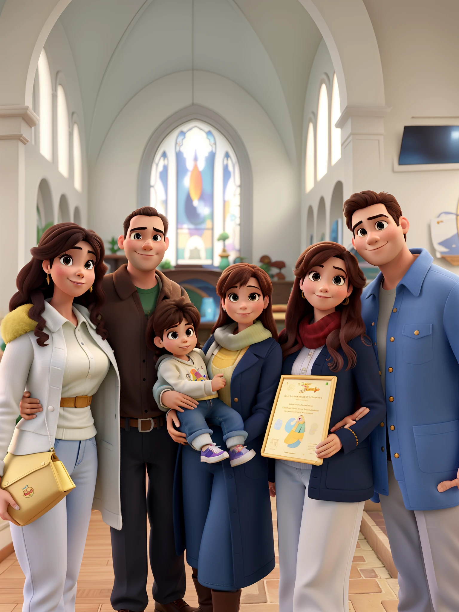 Family photo in best resolution, alta qualidade com todos os detalhes em arte 3d Disney Pixar