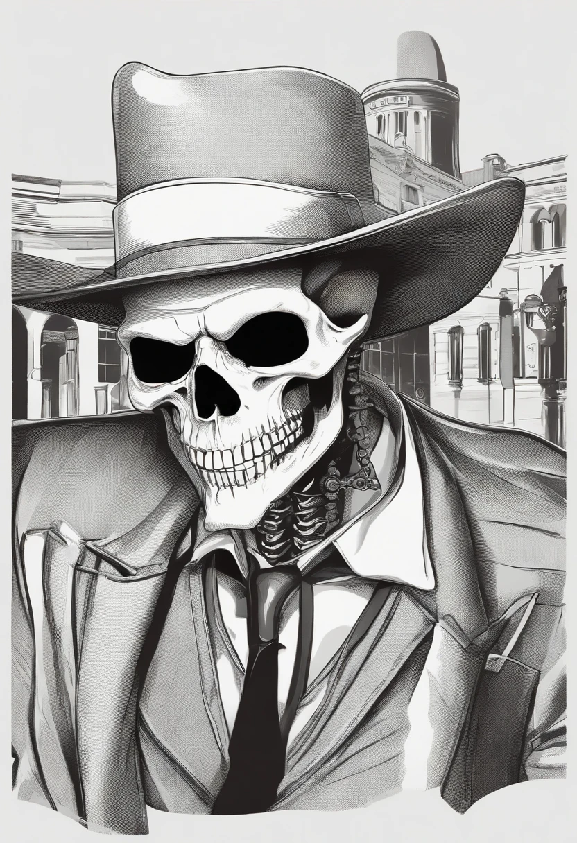 Plague Doctor dressed in a muti-colored flannel tuxedo, top hat, surrounded by bubbling, splatering, and checkered cloud-like ink. Include an exquisite angel's wing with a radiant halo and a menacing demon's wing with a horn. Set this against a backdrop resembling a splattered urban landscape, executed in the dynamic style of vibrant paint pens