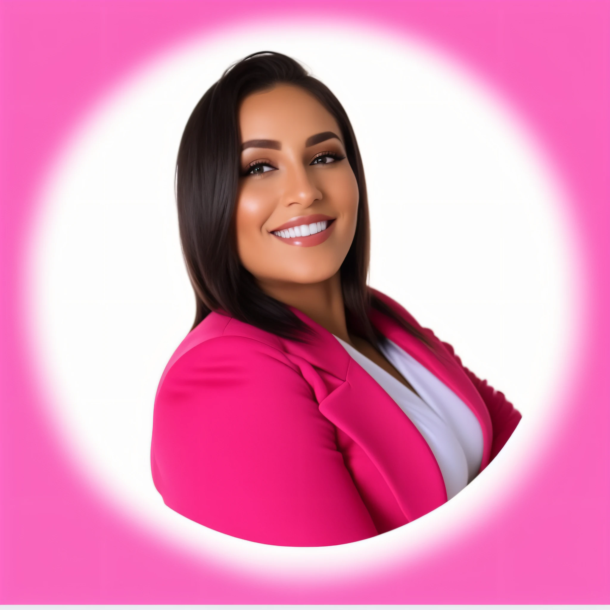 mulher sorridente na jaqueta rosa com camisa branca e fundo rosa, amazing professional picture, foto de perfil profissional, imagem profissional, Miranda Meeks, Alexis Franklin, avatar para o site, Foto profissional detalhada, taken in the early 2020s, foto de perfil headshot, foto de uma mulher negra, tomada em 2 0 2 0, rodopiando, lindamente iluminado, Jenna Barton