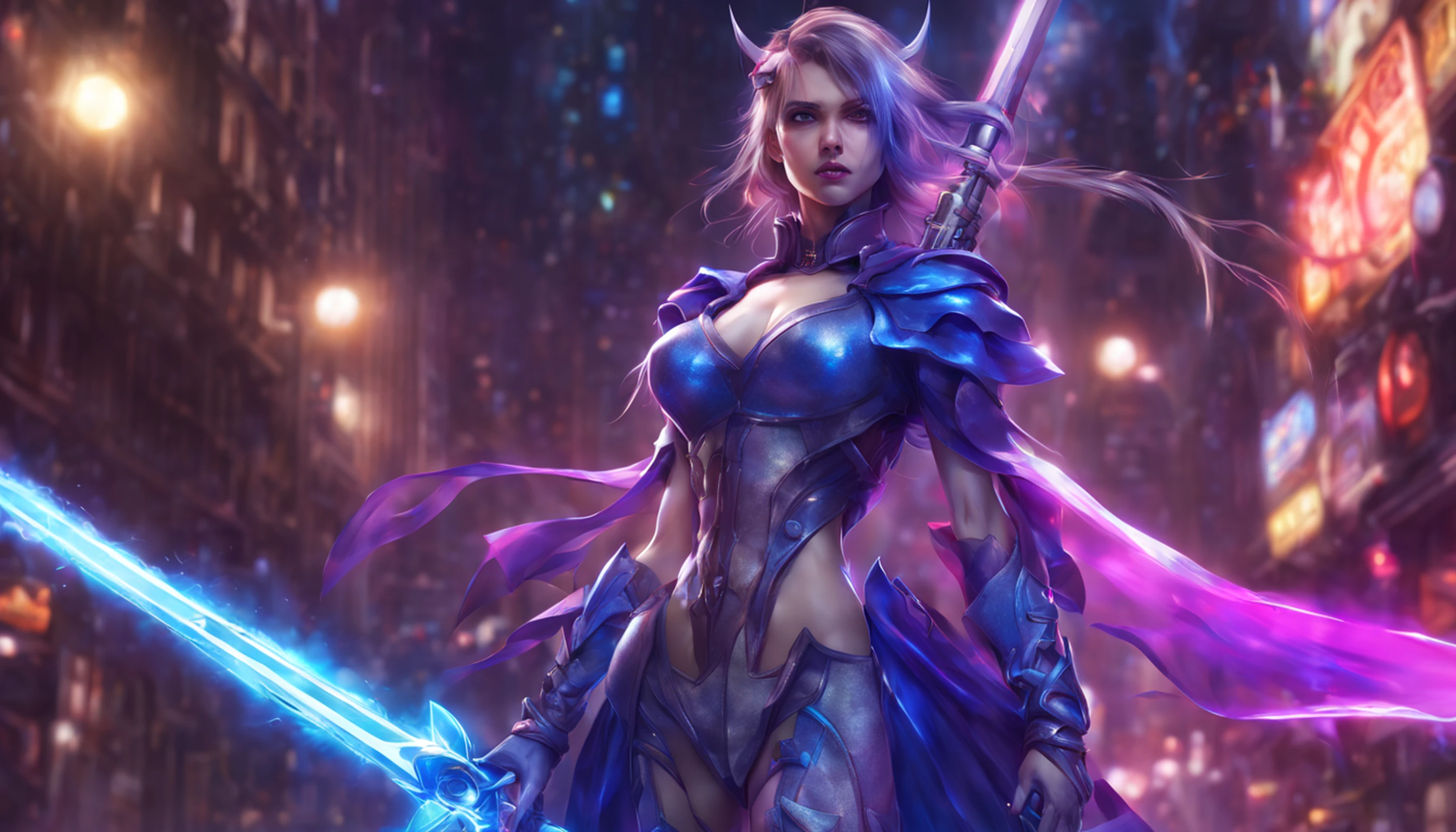 (uma com um),(ultra-detalhado),(Electric Sword,Electric-blue,Energetic,brilhante),(metalic),(Purple) pano de fundo,(foco nítido),(vivid colors),(profissional),(HDR),(melhor qualidade),(Physically-based rendering),(artistas conceituais),(scientific fiction)