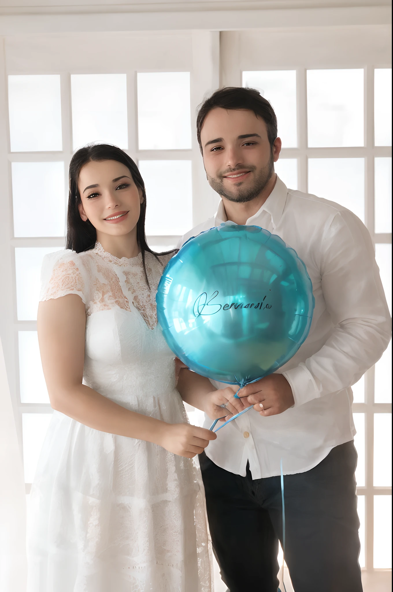 There's a man and a woman holding a blue balloon together, Olivia de Bernardinis, holding a balloon, Directed by: Nandor Soldier, ástor alexander, fernanda suarez, Valentina Embaralhamento, man holding a balloon, Malika Favre, foto do casamento, imagem de perfil, Carmelo Blandino, Raphael Personnaz, foto retrato