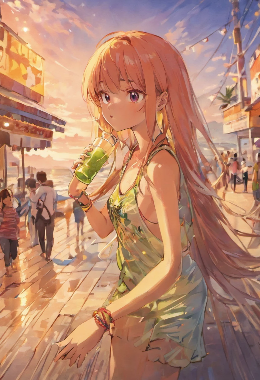 (masterpiece:1.2),ultra-detailed,realistic,portrait,JK Ocean view on Copacabana beach in Rio de Janeiro,JK wearing a Brazilian team shirt,JK enjoying coconut water