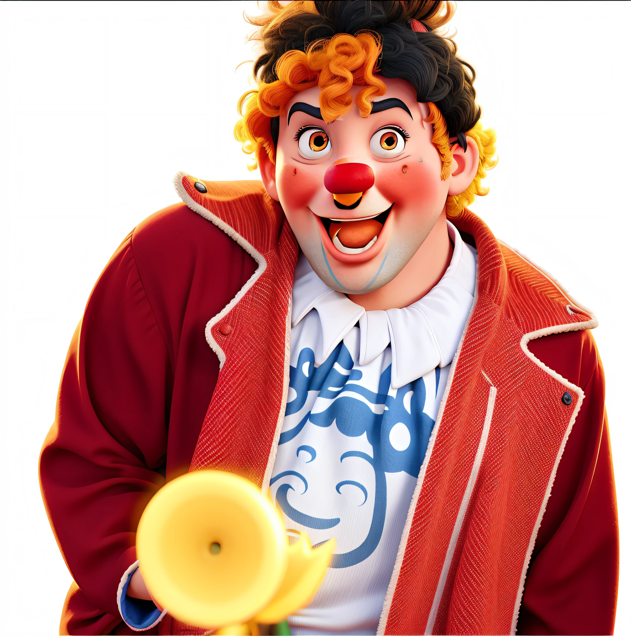 Clown in front of a circus with many details Disney Pixar style with quality
