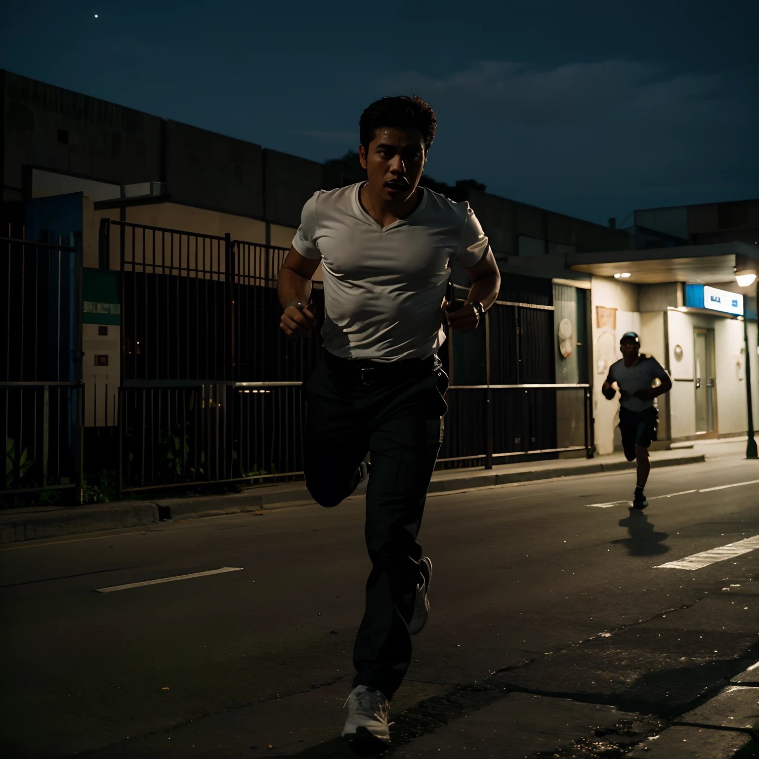 Mexican guy running from immigration at night