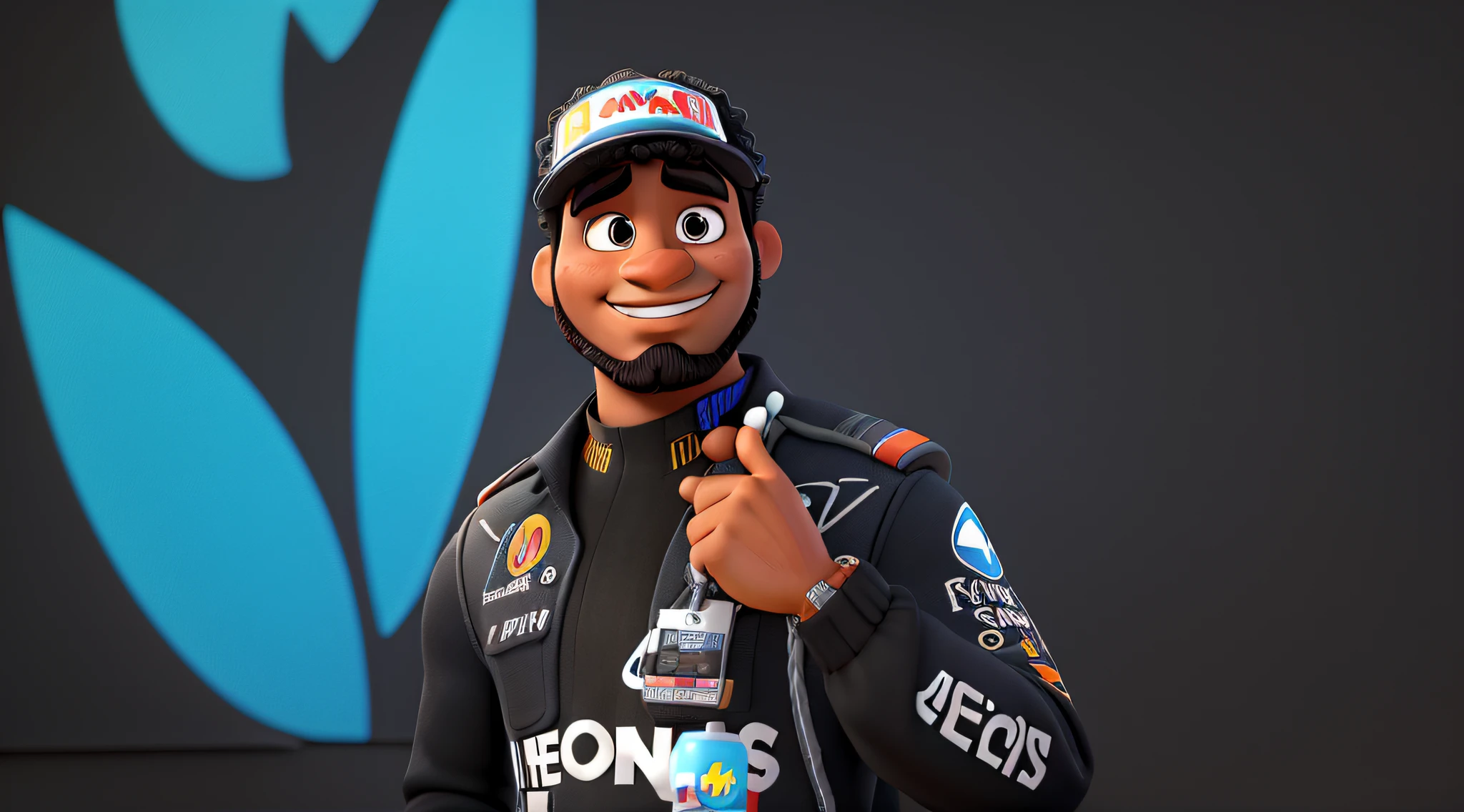 Um homem negro com barba estilo disney pixar, alta qualidade, melhor qualidade