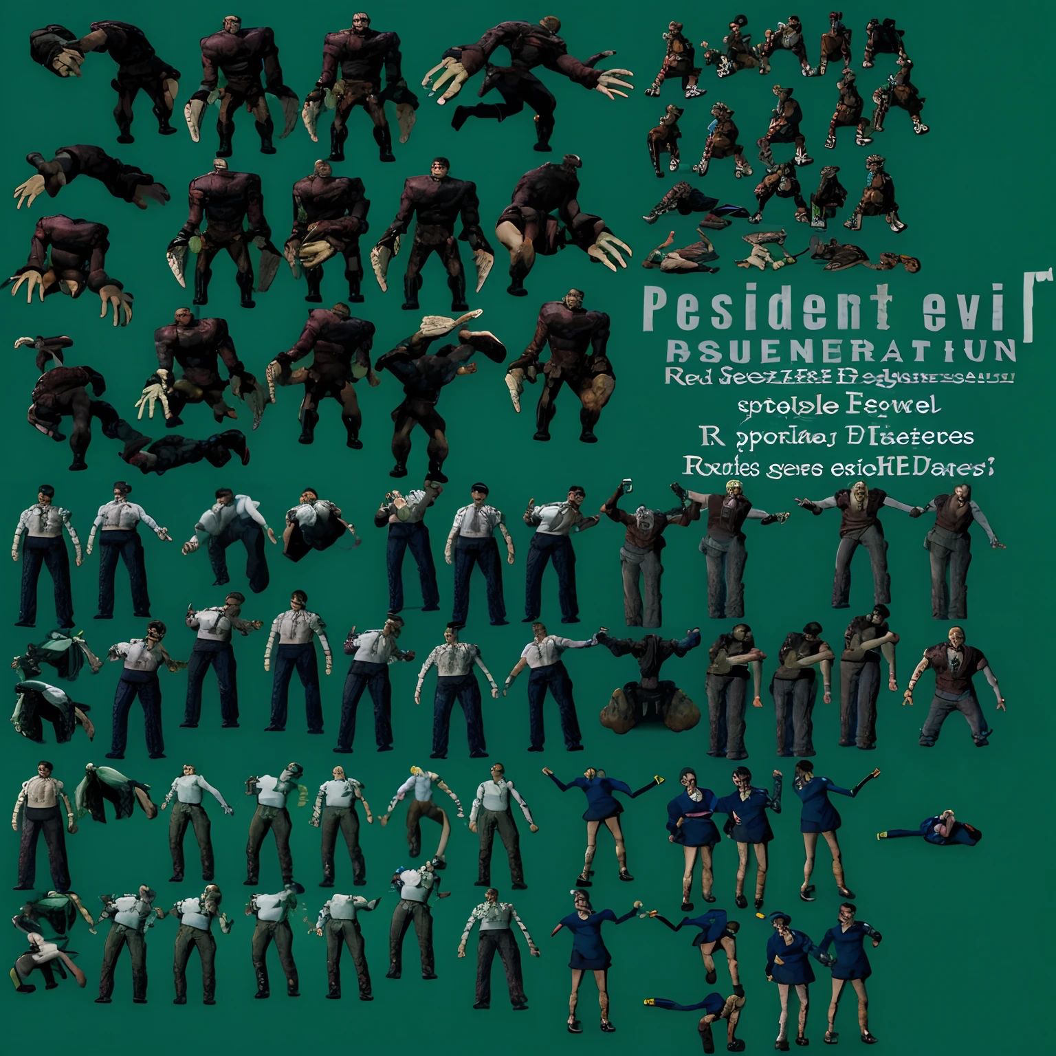 Spritesheet Resident evil, zombies, poses de zumbis, zumbis