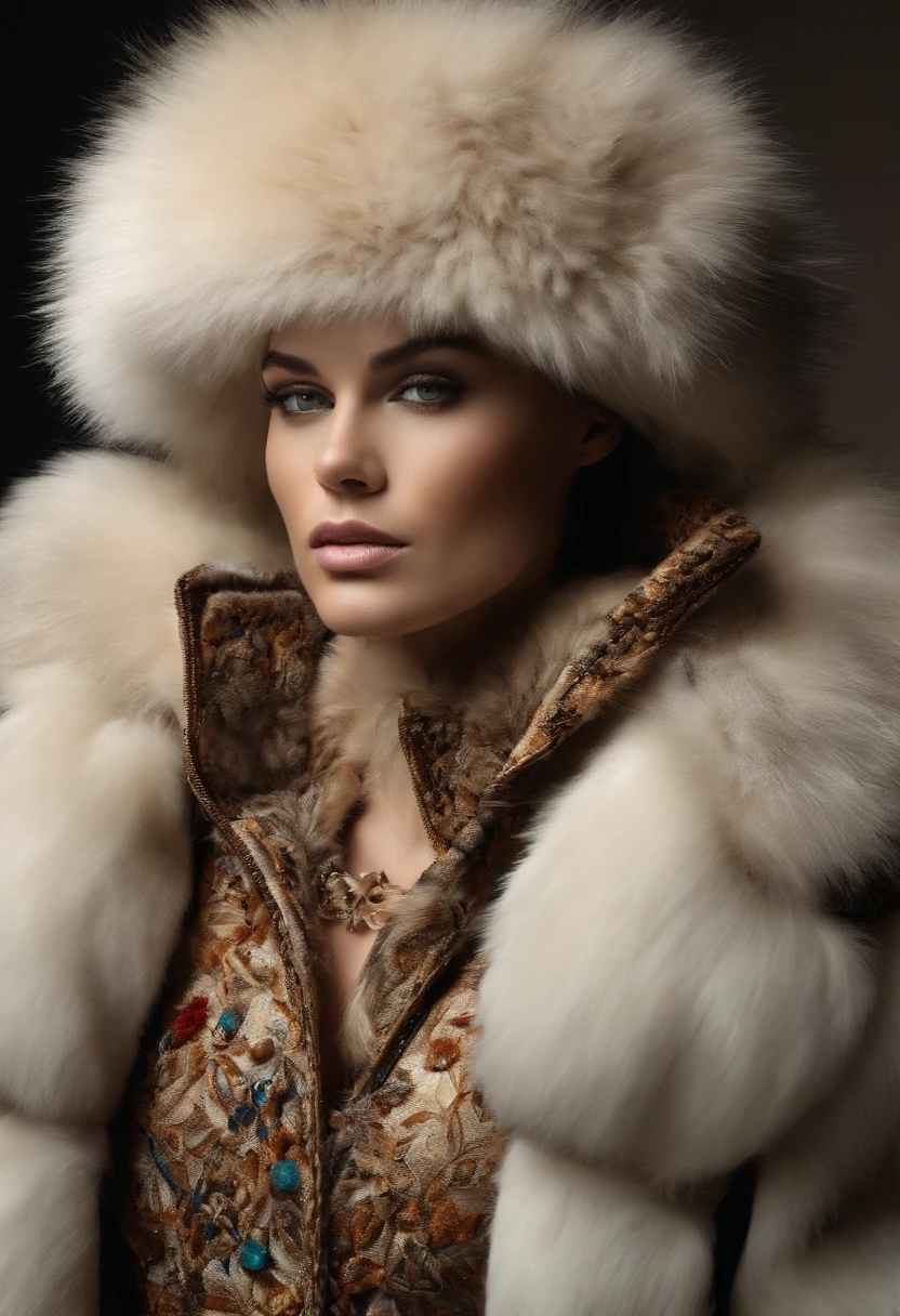 A woman in a fur coat and a fur hat - SeaArt AI