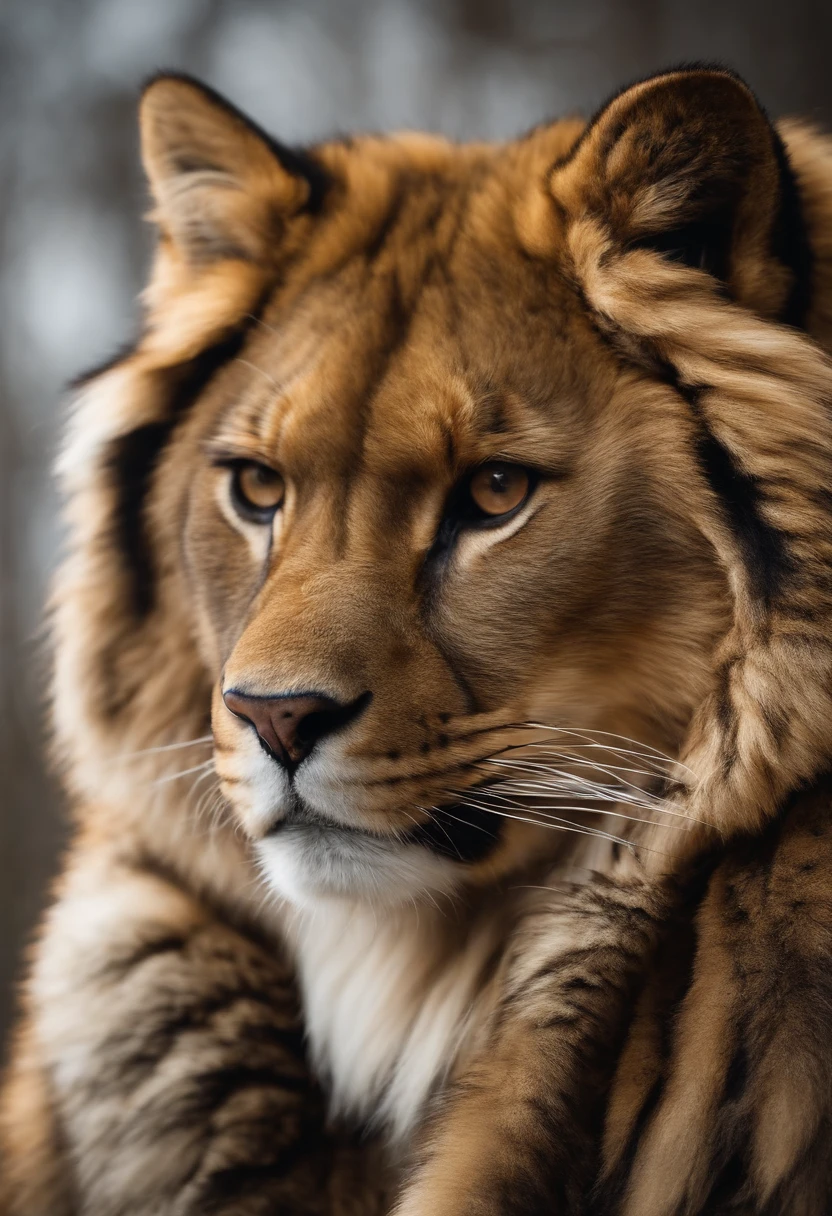 Thick jacket in real animal fur like the jackets of kings on a white background