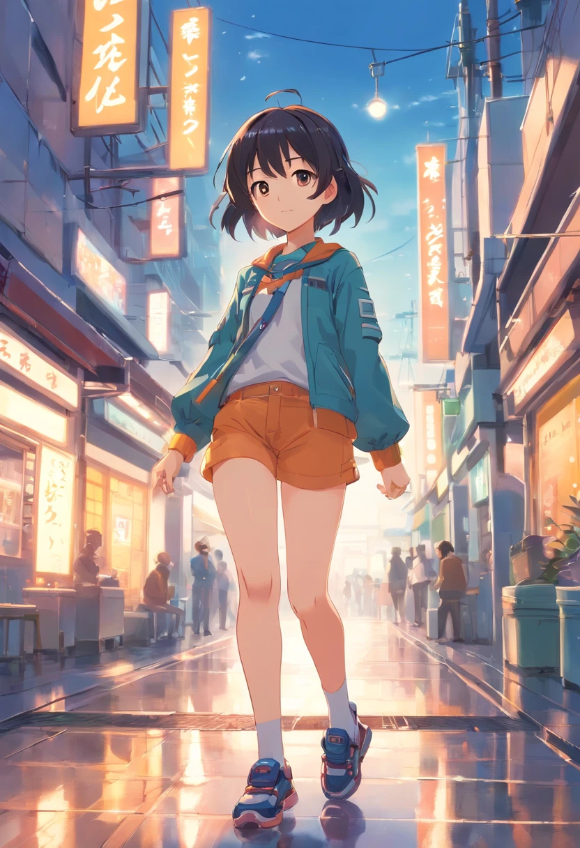 Loli, bunda pequena, peitos pequenos, robotic arms, ombros nus, pants showed, clear the rest of body