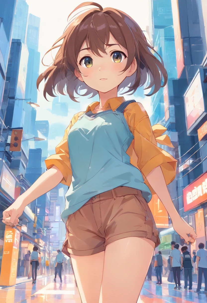 Loli, bunda pequena, peitos pequenos, robotic arms, ombros nus, pants showed, clear the rest of body