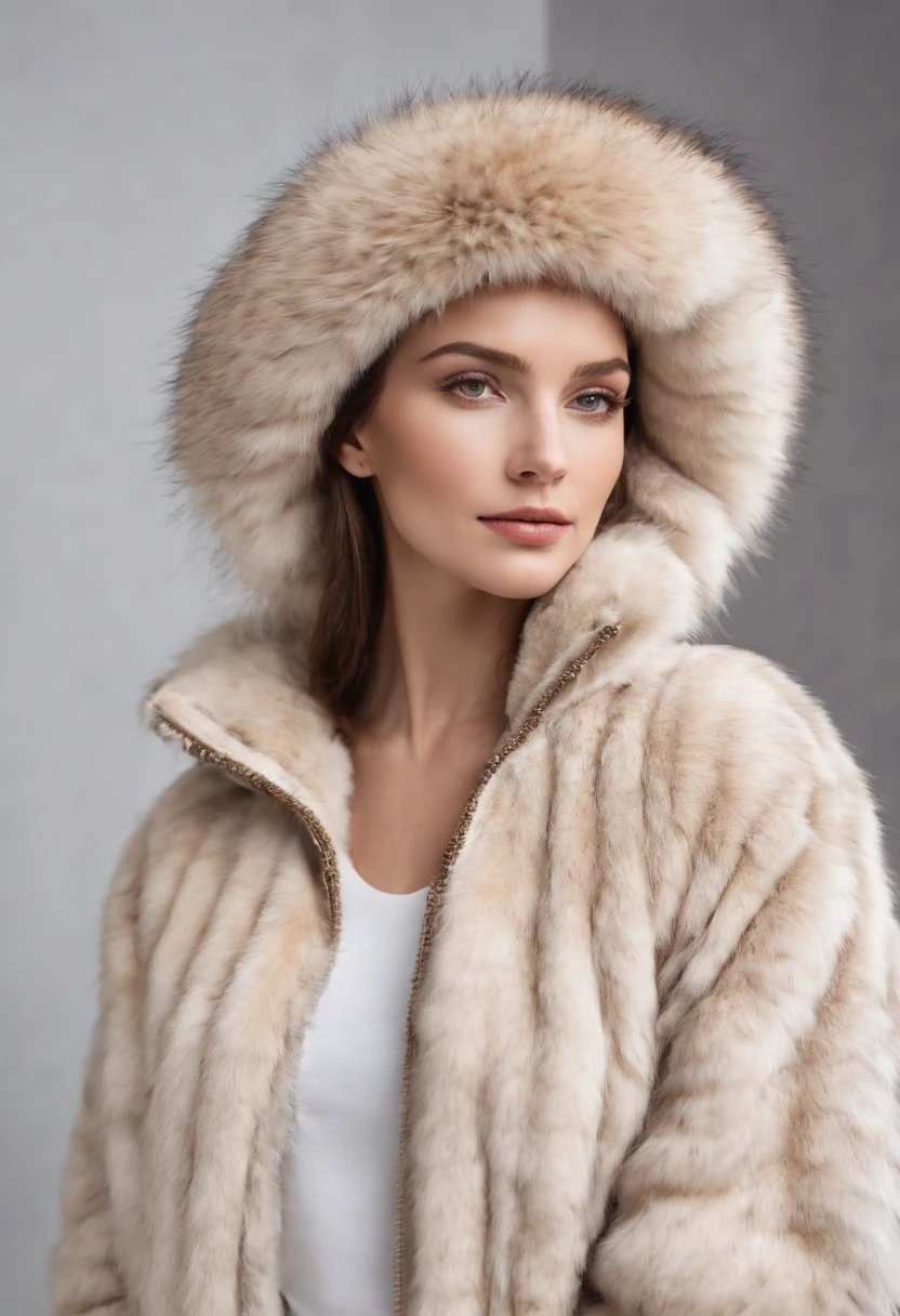 Thick jacket in real animal fur like the jackets of kings on white background, aucune personne sur l'image