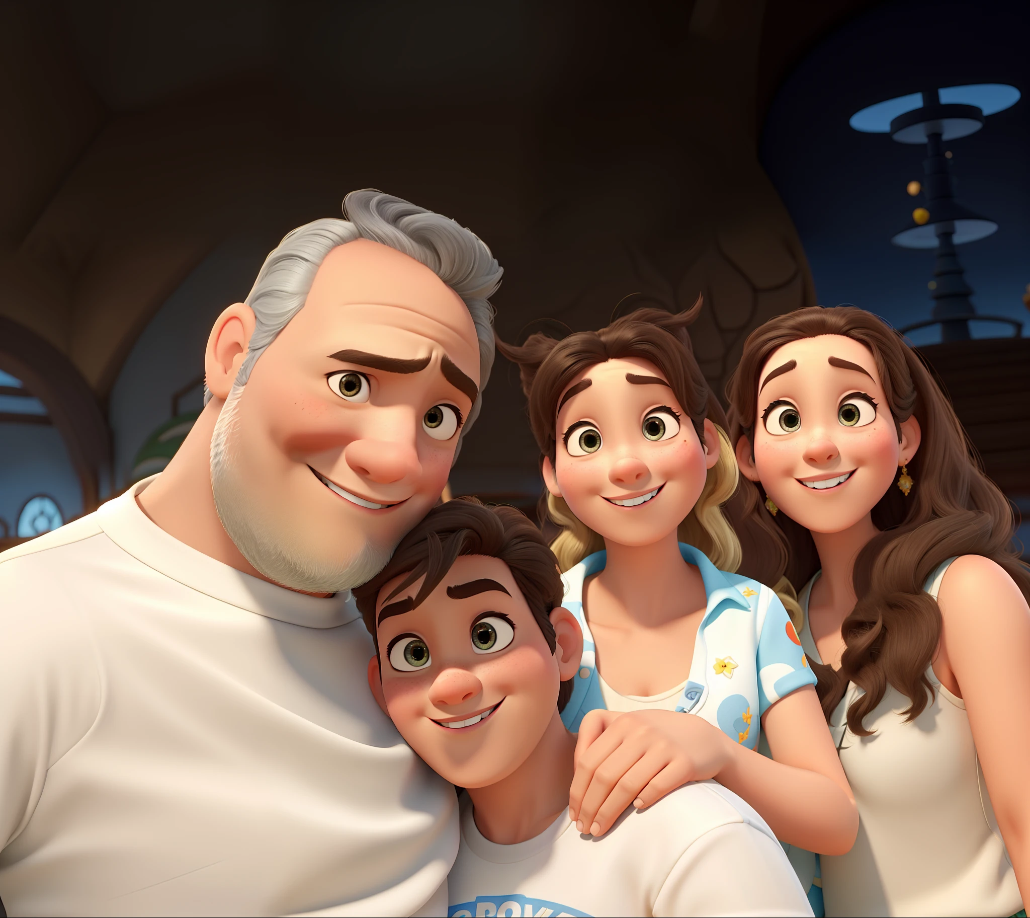 Uma familia no estilo disney pixar, alta qualidade, melhor qualidade