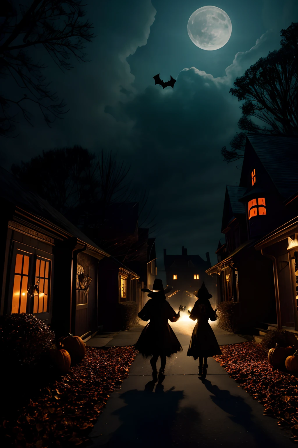 (highest quality,4k,8k,highres,masterpiece:1.2),ultra-detailed,(realistic,photorealistic,photo-realistic:1.37),Halloween candy,candy with vibrant colors,spooky atmosphere,dark,mysterious,haunting,nighttime scene,moonlight shining through the clouds,shadows cast on the ground,eerie glow from Jack-o'-lanterns,creepy creatures lurking in the background,whispering shadows,unsettling ambiance,horror elements,suspended in mid-air,sugar-coated treats,glistening candy wrappers,twisted branches,tangled spider webs,bats flying in the distance,dark alleys and narrow pathways,trick or treat excitement,children dressed in costumes,giggles and laughter,playful tricks and pranks,explosion of colors and textures,festive decorations and props,haunted house silhouette,ominous silence broken by distant cackling,enchanted pumpkins glowing,paper ghosts floating,witches' brooms and black cats,magic and mystery,colorful masks and face paint,breath of crisp autumn air,excitement and anticipation of Halloween night.