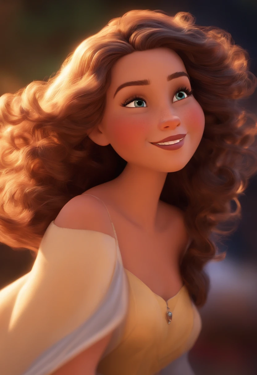 Imagem no estilo Pixar , Mulher branca cabelo escuro, cabelos lisos, Dancing with lover, de uma profunda aldeia francesa, ,Close-up, Pixar, Disney, Cinema lighting, apaixonados