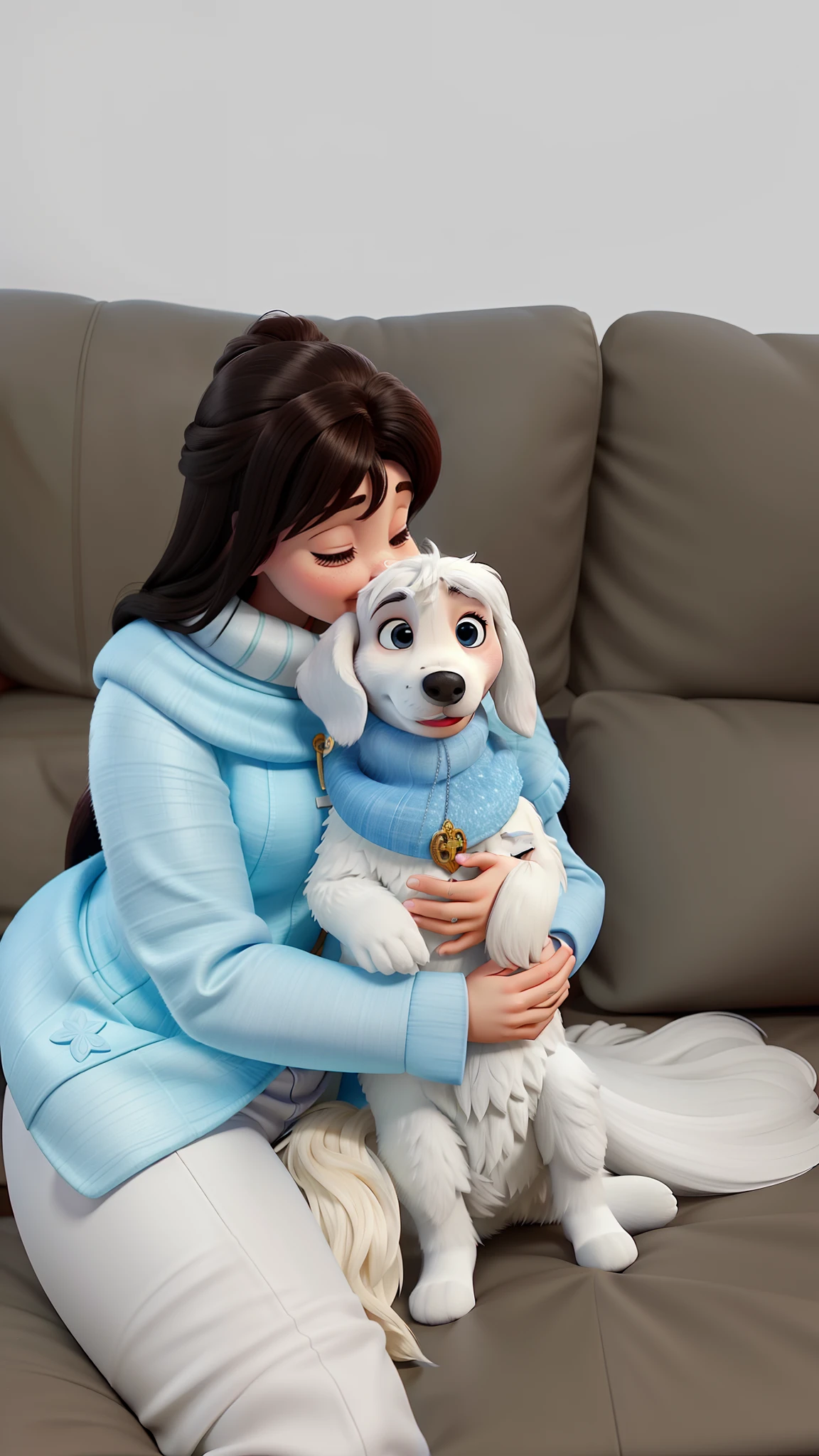 there is a cartoon girl sitting on a snowy floor with a dog, (poor girl), sad girl, art in the style of disney, adorable digital painting, disney art style, in style of disney animation, frozen tear, disney photo realistic, disney character, photorealistic disney, frozen, disney art, cute detailed digital art, disney concept art, cold, (cold tone)