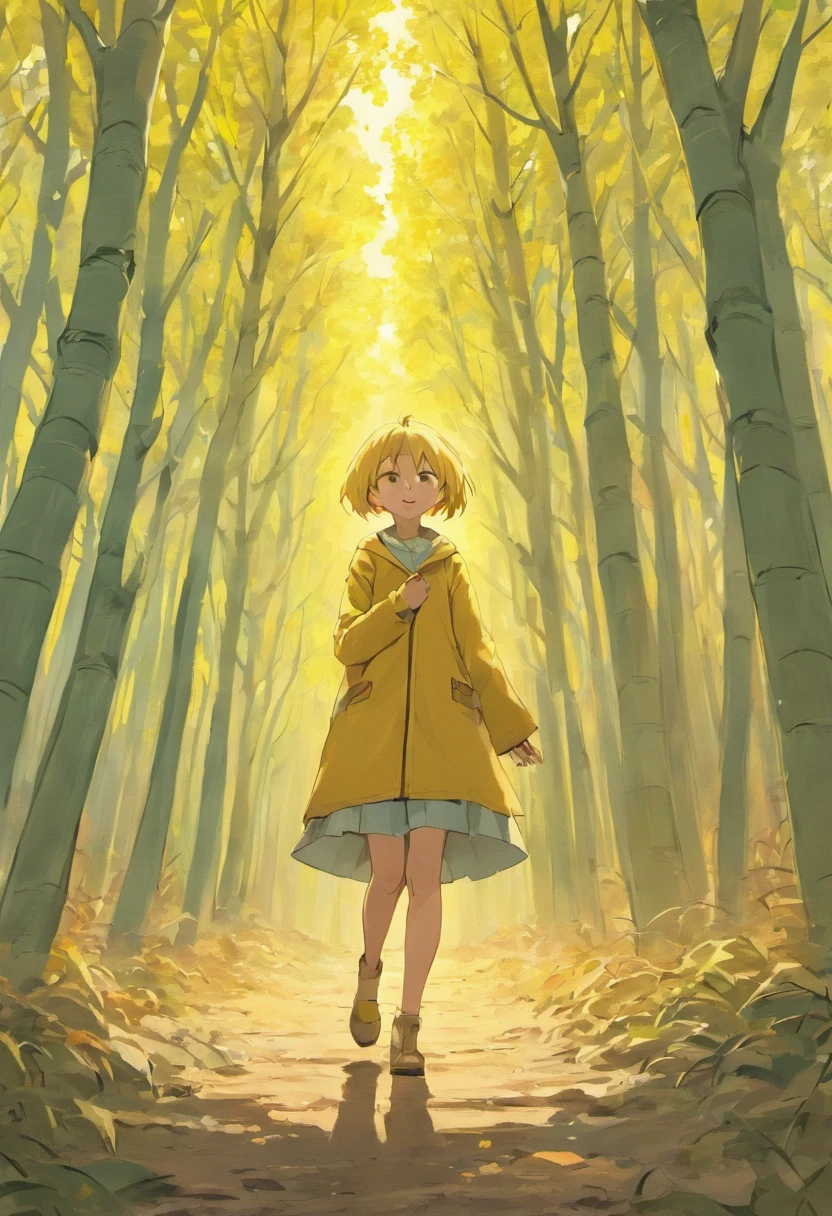 Magazine illustration,((In the desert)),A few tall ones(((Golden poplar tree:1.3))),Poplar tree,Fallen leaves on the ground,k hd,Sony SLR lens,Master masterpieces,Soft lights at dusk