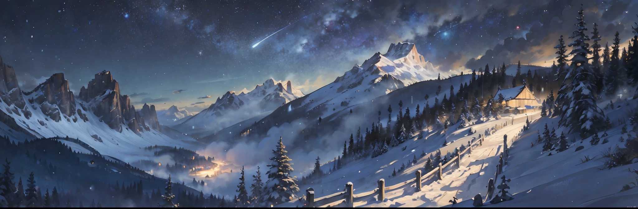 masterpiece, best quality, extremely delicate and beautiful, world masterpiece theater, ultra-detailed, highly detailed, best quality, highres, extremely detailed, best quality, illustration, impasto, canvas, oil painting, realistic, realist ,real, starry night and snow mountain in background