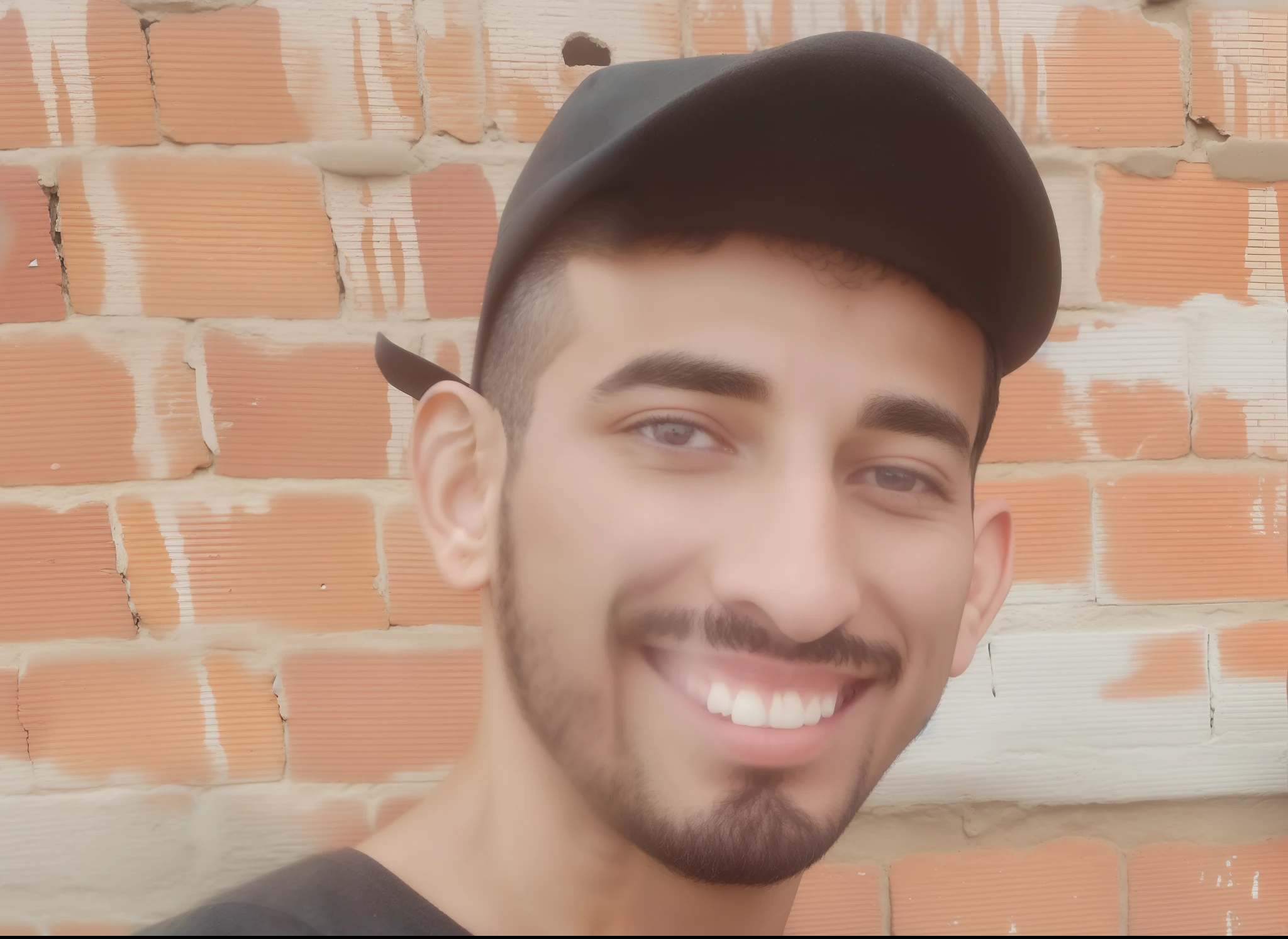 there is a man and a woman standing in front of a brick wall, very very low quality picture, profile image, real life photo of a syrian man, mohamed reda, enes dirig, profile pic, facebook post, profile picture 1024px, he is about 2 5 years old, by Daniel Lieske, profile picture