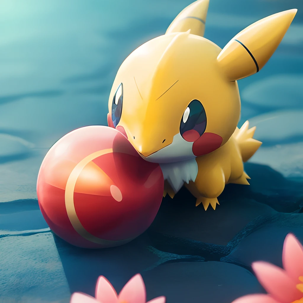 Shiny slakoth Pokémon with red flowers