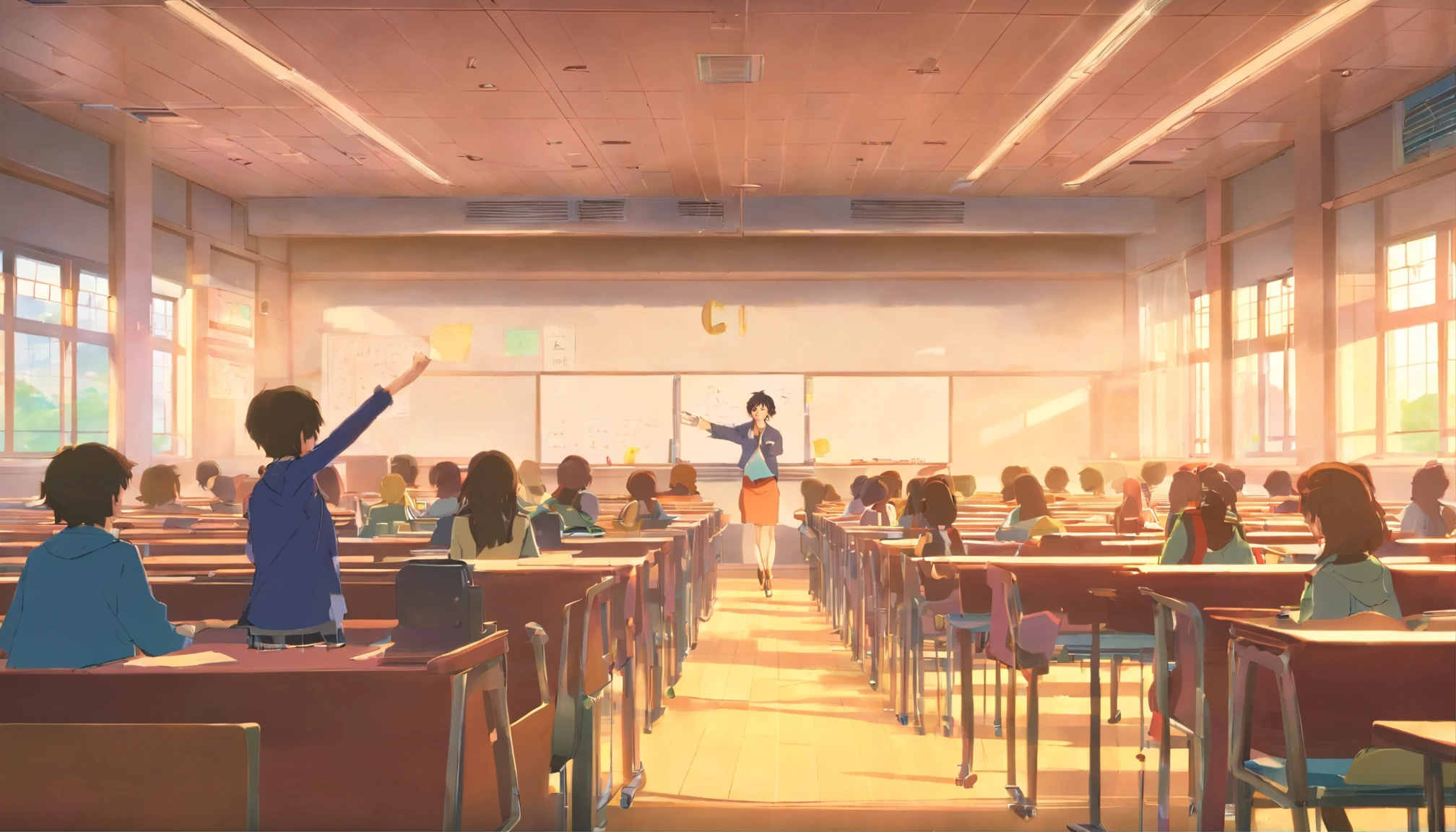 (best qualtiy:1.2),Lively university classrooms,Fill up with students