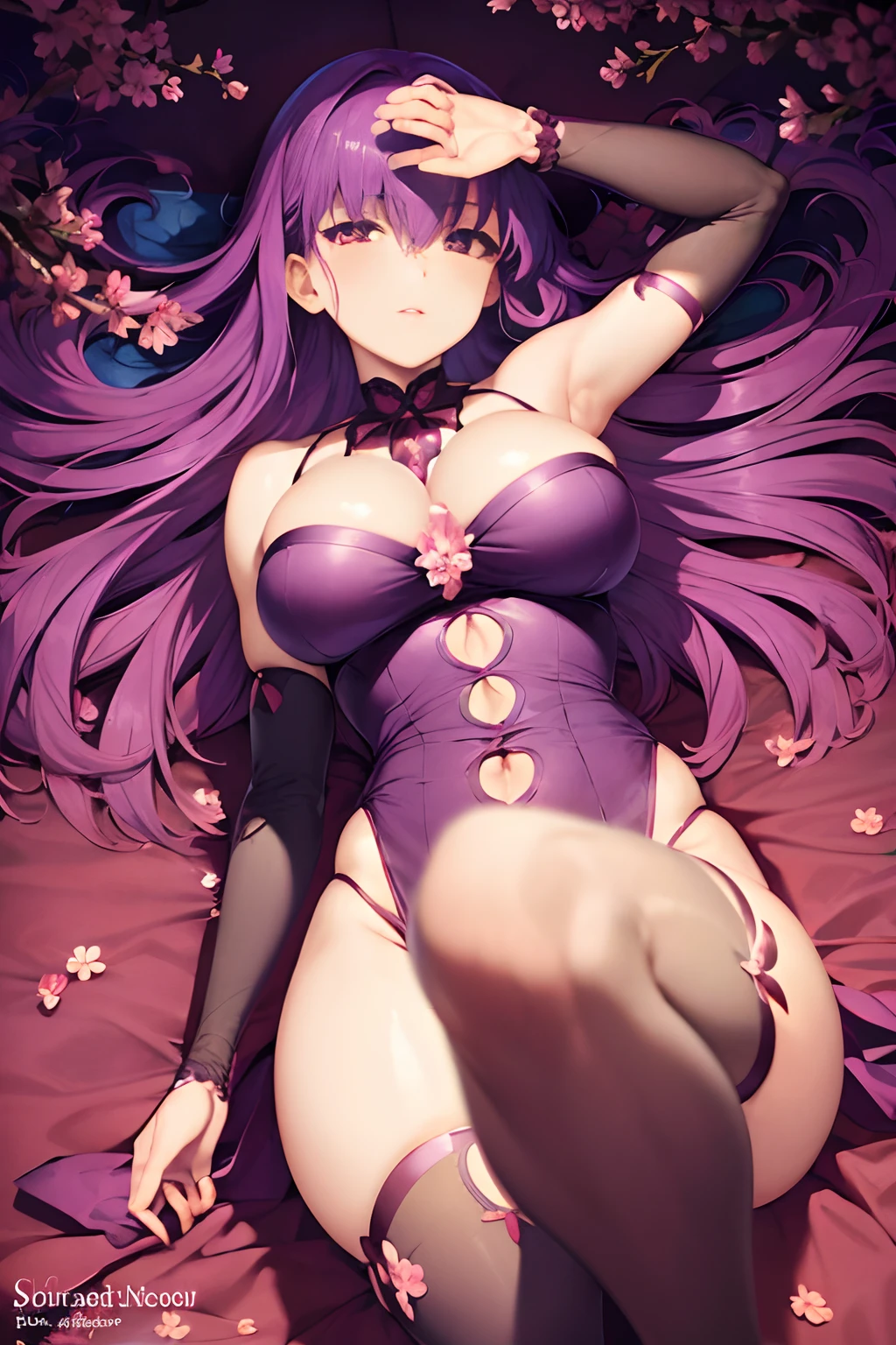 ((Sakura Matou)), (long purple hair), (anime), (beautiful), (Detailed Feet), (Illustration), (High Resolution), (8K), (Very Detailed), (Best Illustration), (Beautiful Detailed Eyes), (Best Quality), (Super Detailed), (Masterpiece), (Detailed Face), Solo,