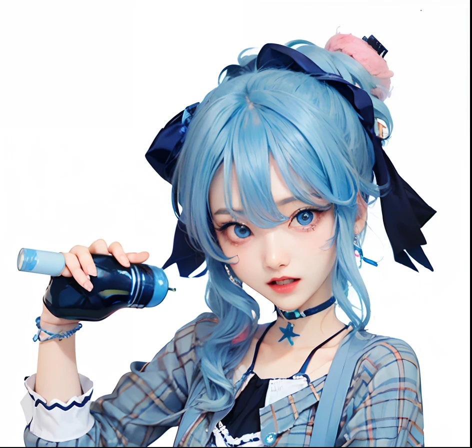 lightblue hair、tiarra、star choker、Open mouth、Women in Their 20s、Indigo eyes