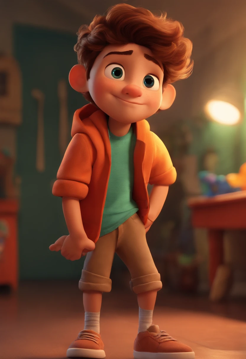 Image of a boy for a story in a YouTube video in Pixar format, He's the allabester, He's the class leader, He's outgoing, Playful and gets up for a lot of things