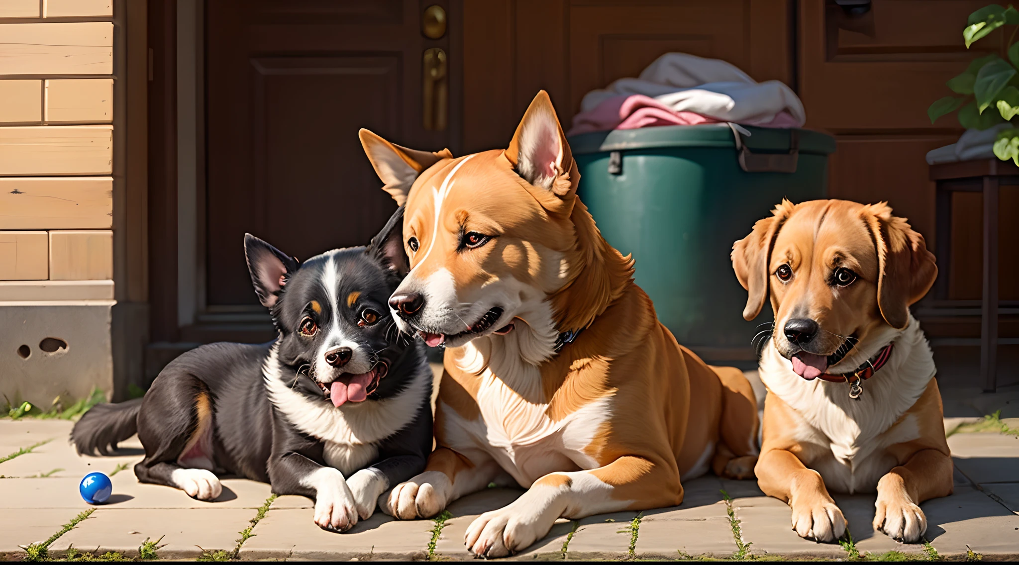 there are a lot of dogs that are sitting in the window, with dogs, looking outside, beautiful faces girl kids blonde , looking out the window, !!natural beauty!!, looking in the window, near a window window, beautiful girls, looking out of the window, all looking at camera, !! looking at the camera!!, & they all look terrified, posing for a picture
