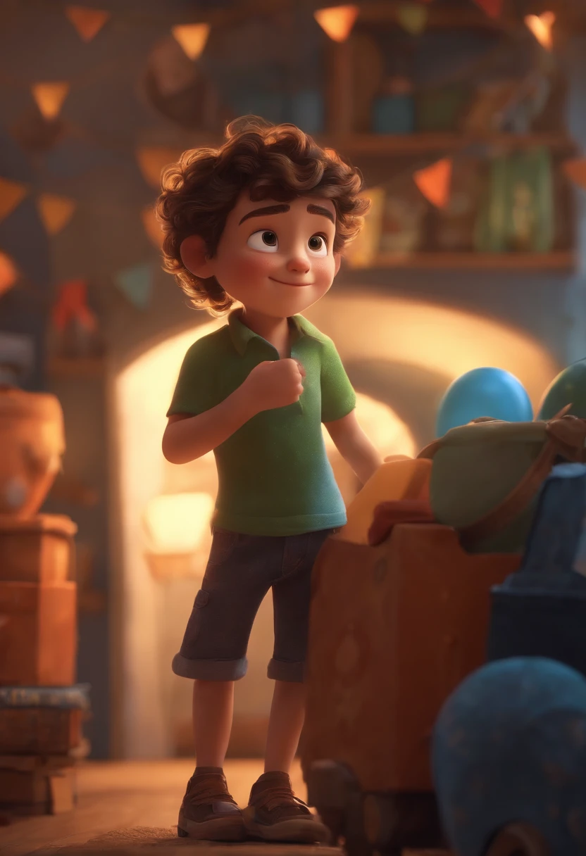 Image of a boy for a story in a YouTube video in Pixar format, He's the allabester, He's the class leader, He's outgoing, Playful and gets up for a lot of things