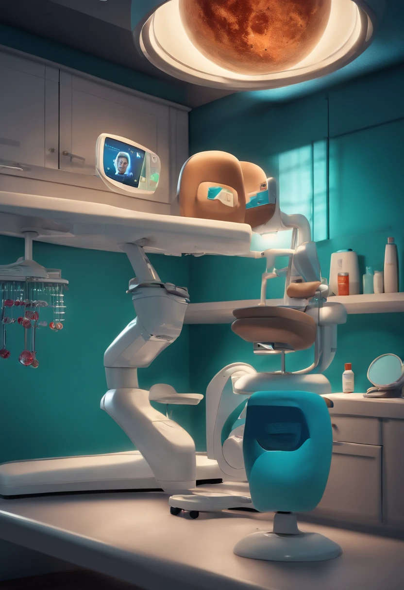 filme de um casal em uma clinica odontologica2023 estilo filmes Pixar, Com nome "Lune Dentistry and Psychology Clinic", poster, with credits
