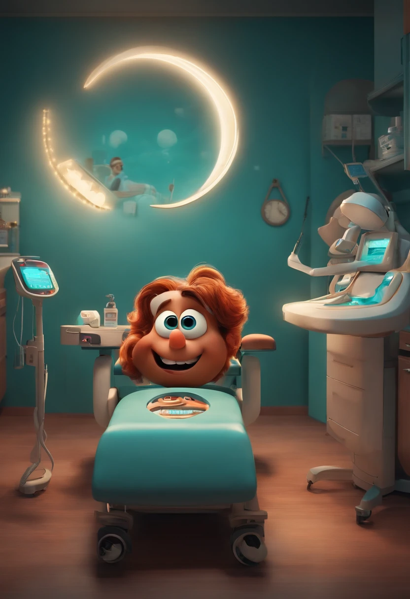 filme de um casal em uma clinica odontologica2023 estilo filmes Pixar, Com nome "Lune Dentistry and Psychology Clinic", poster, with credits